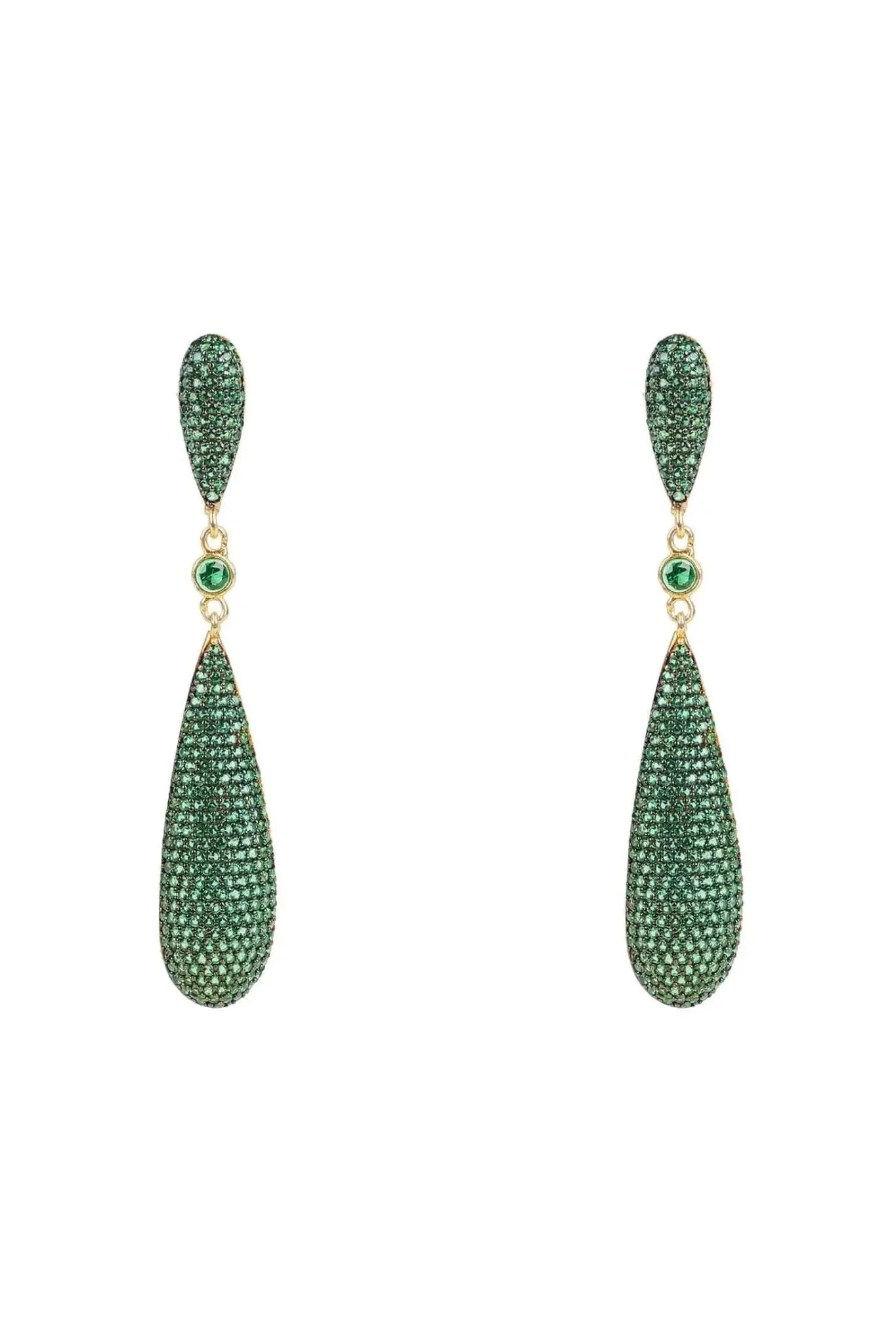 Latelita Long Drop Earrings Emerald Green Cz - LATELITA Earrings