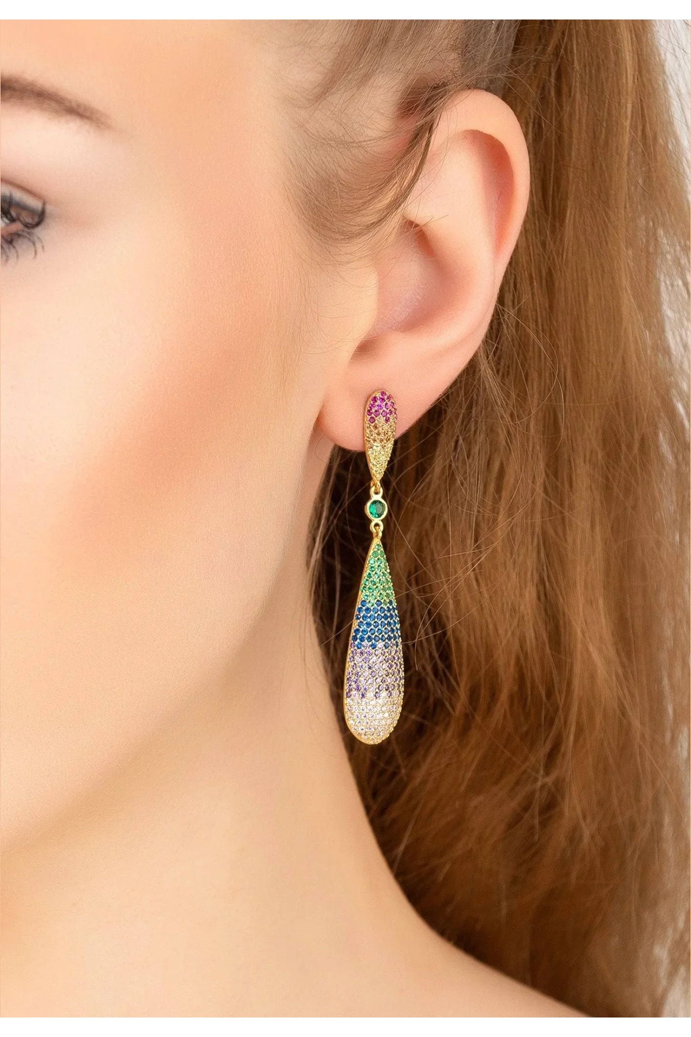 Latelita Long Drop Earrings Rainbow Gold - LATELITA Earrings