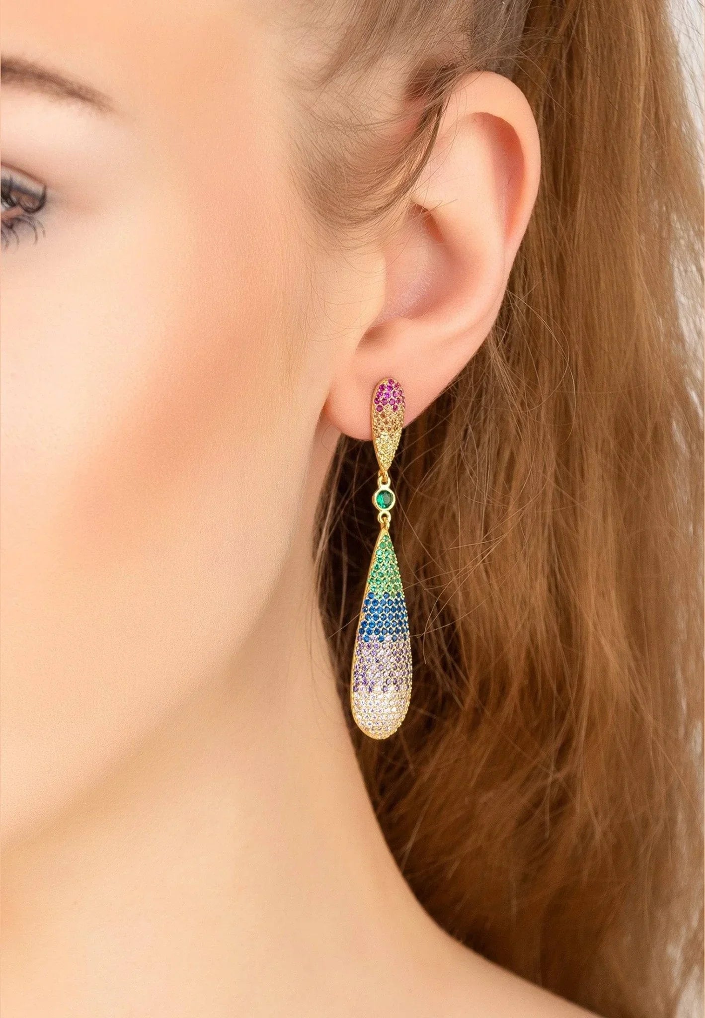 Latelita Long Drop Earrings Rainbow Gold - LATELITA Earrings