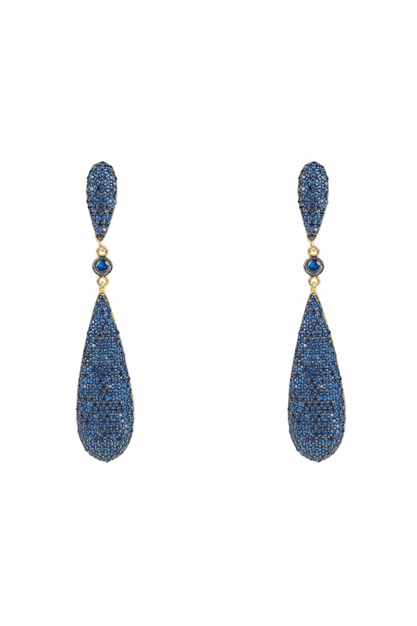 Latelita Long Drop Earrings Sapphire Blue Cz - LATELITA Earrings