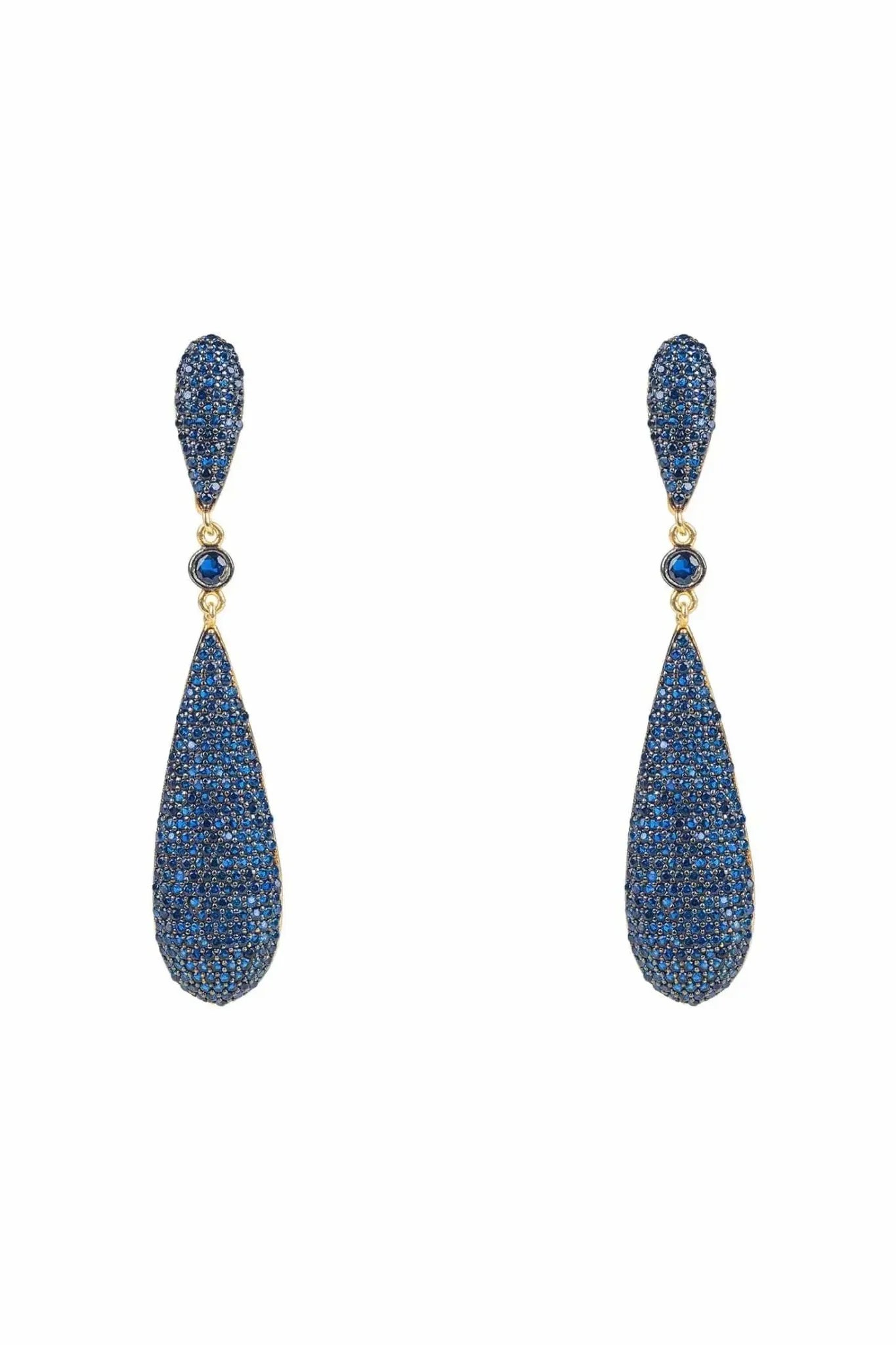 Latelita Long Drop Earrings Sapphire Blue Cz - LATELITA Earrings