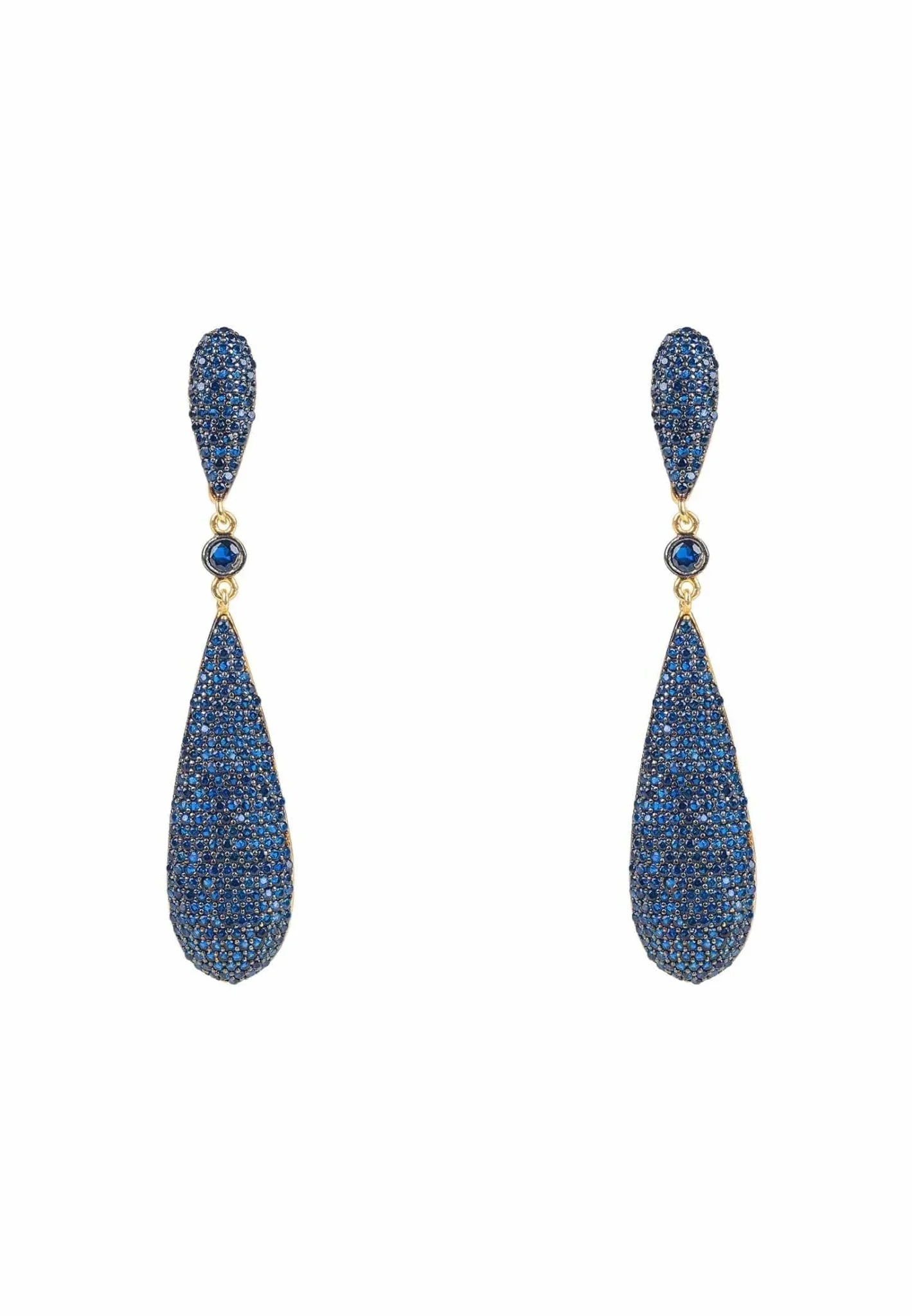 Latelita Long Drop Earrings Sapphire Blue Cz - LATELITA Earrings
