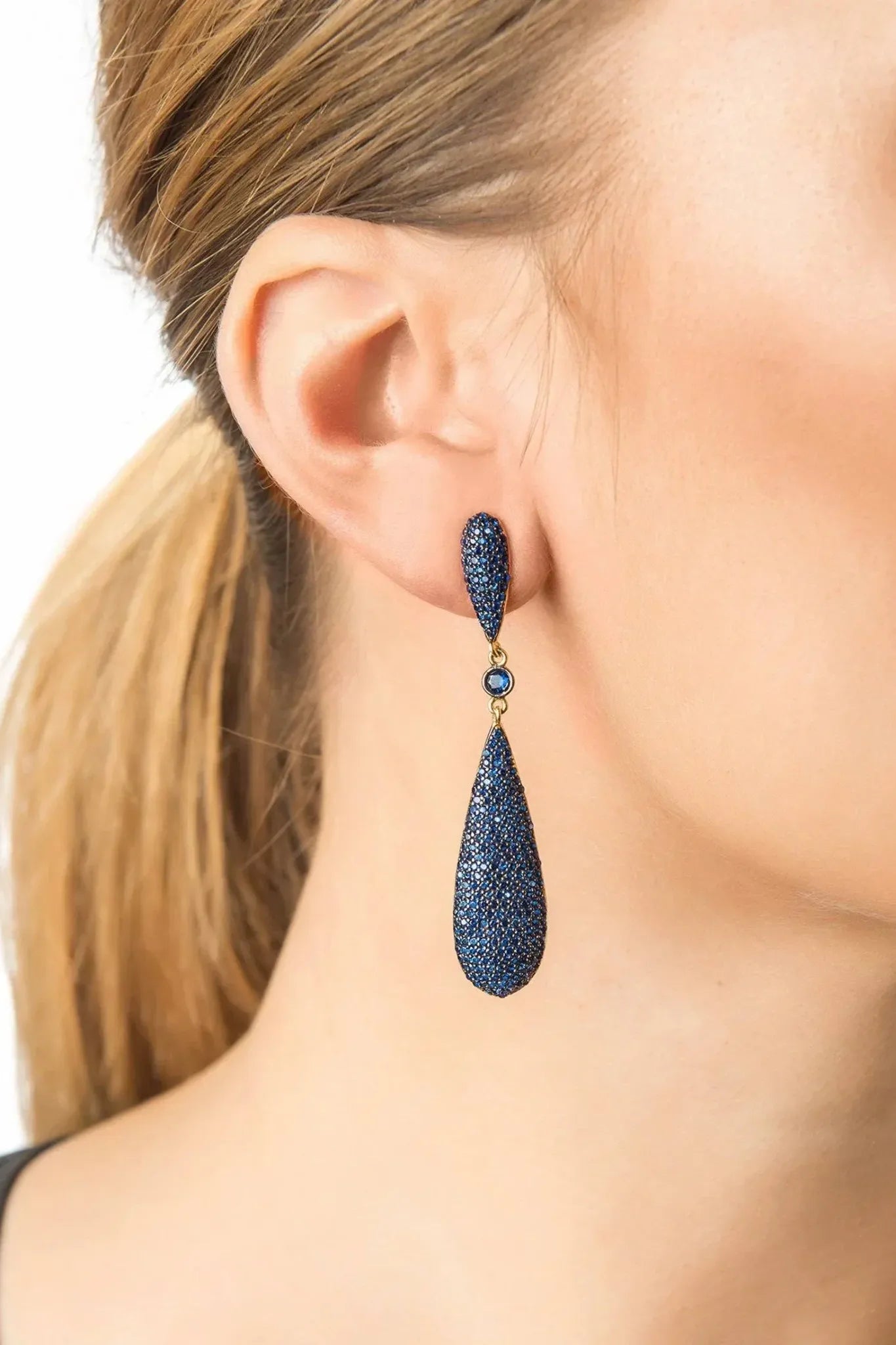 Latelita Long Drop Earrings Sapphire Blue Cz - LATELITA Earrings