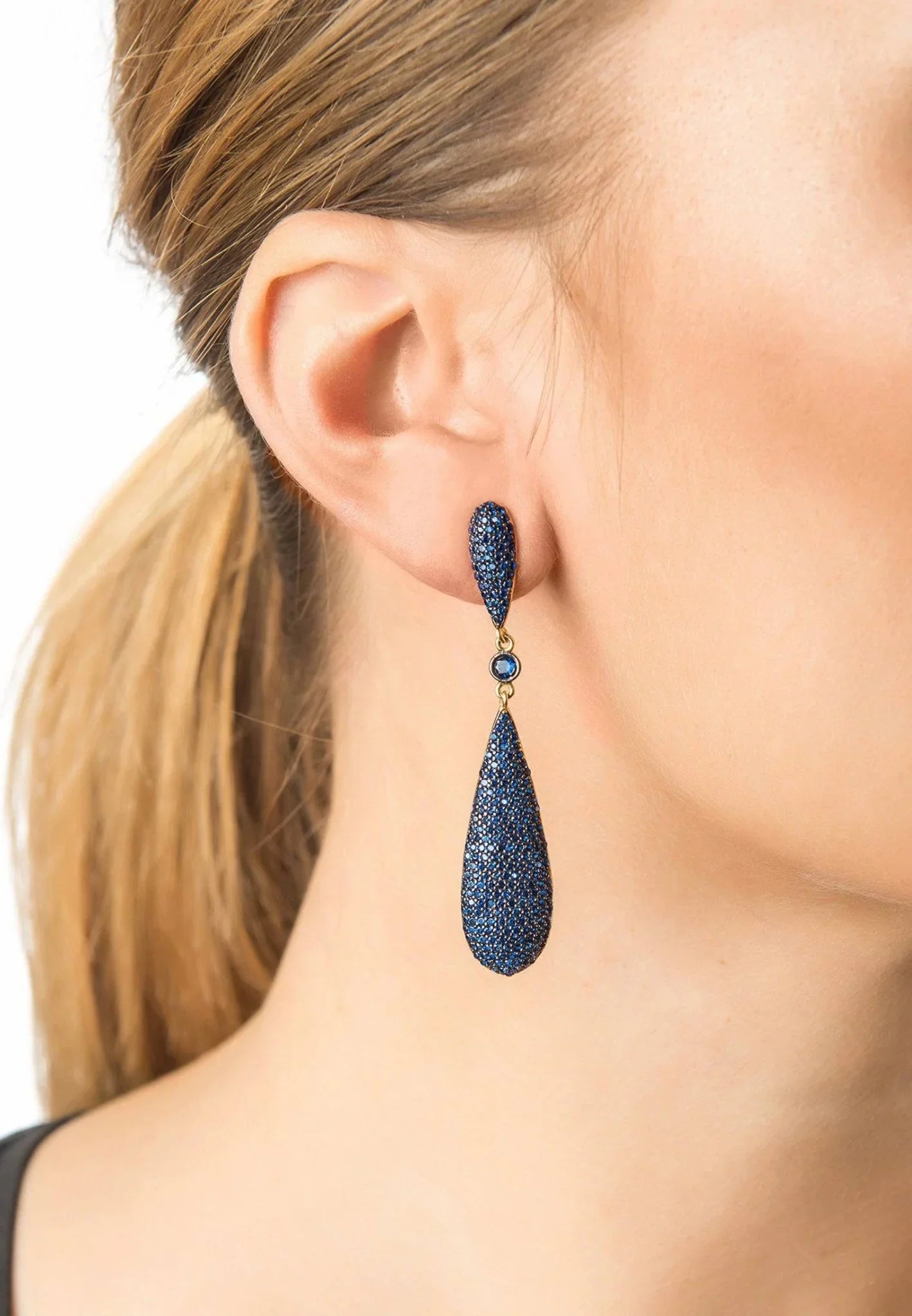Latelita Long Drop Earrings Sapphire Blue Cz - LATELITA Earrings