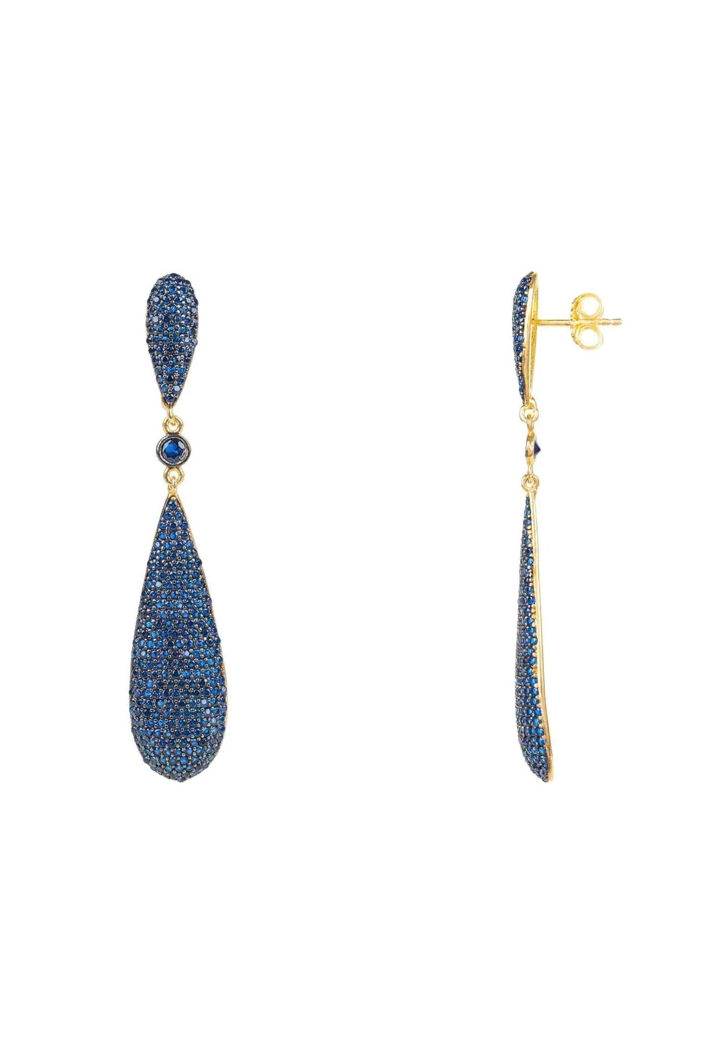 Latelita Long Drop Earrings Sapphire Blue Cz - LATELITA Earrings
