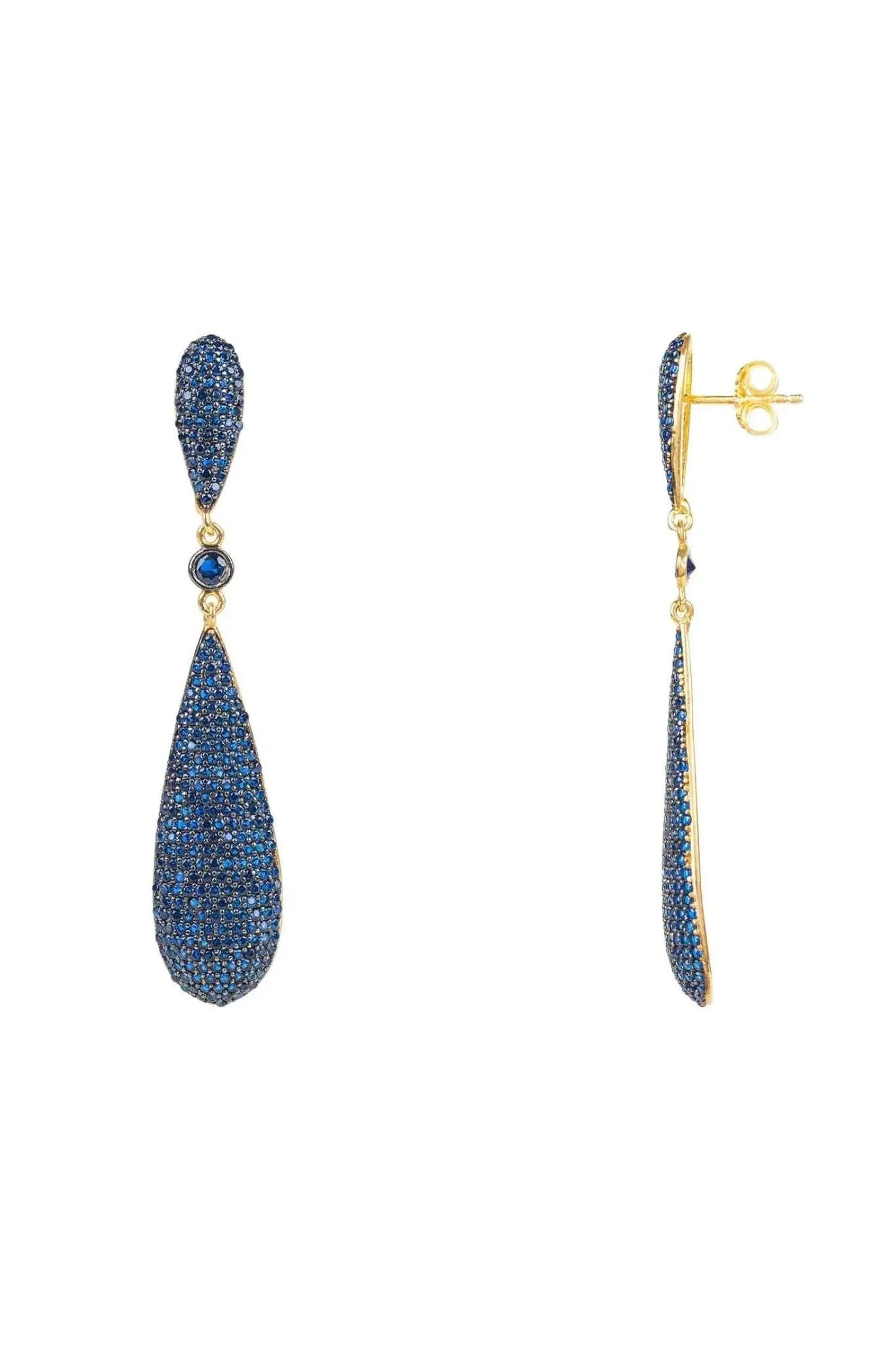 Latelita Long Drop Earrings Sapphire Blue Cz - LATELITA Earrings
