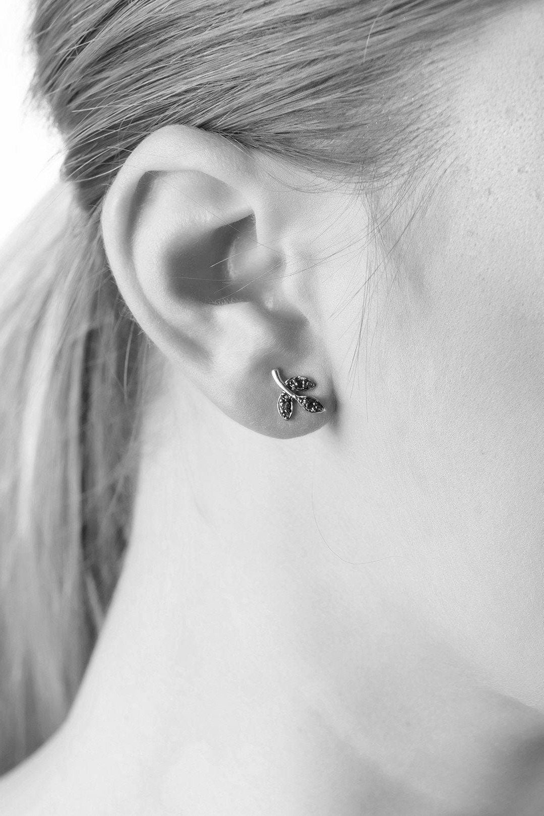 Leaf Stud Earrings Tsavorite Green Gold - LATELITA Earrings