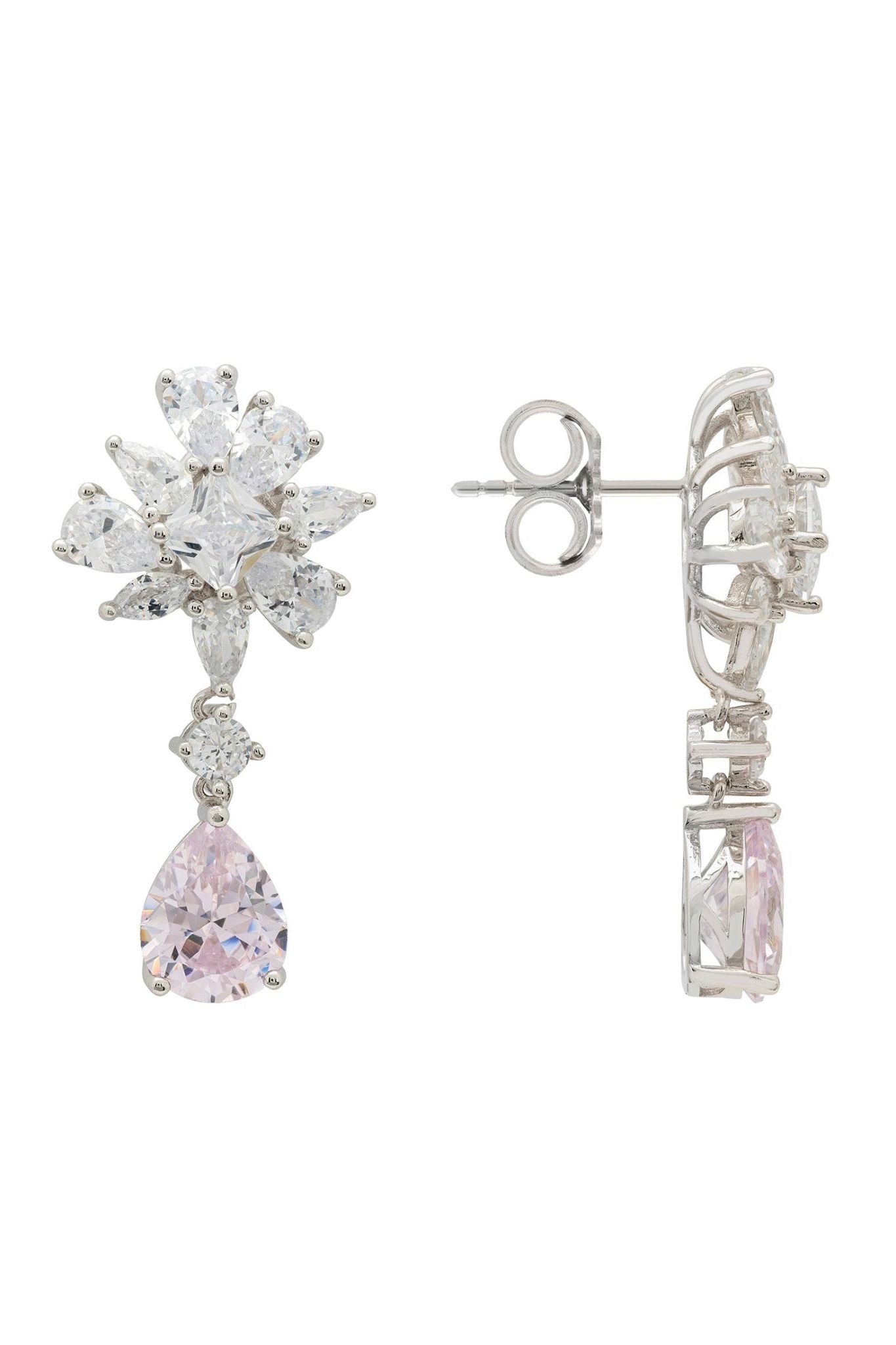 Marilyn Drop Earrings Silver Pink Morganite - LATELITA Earrings
