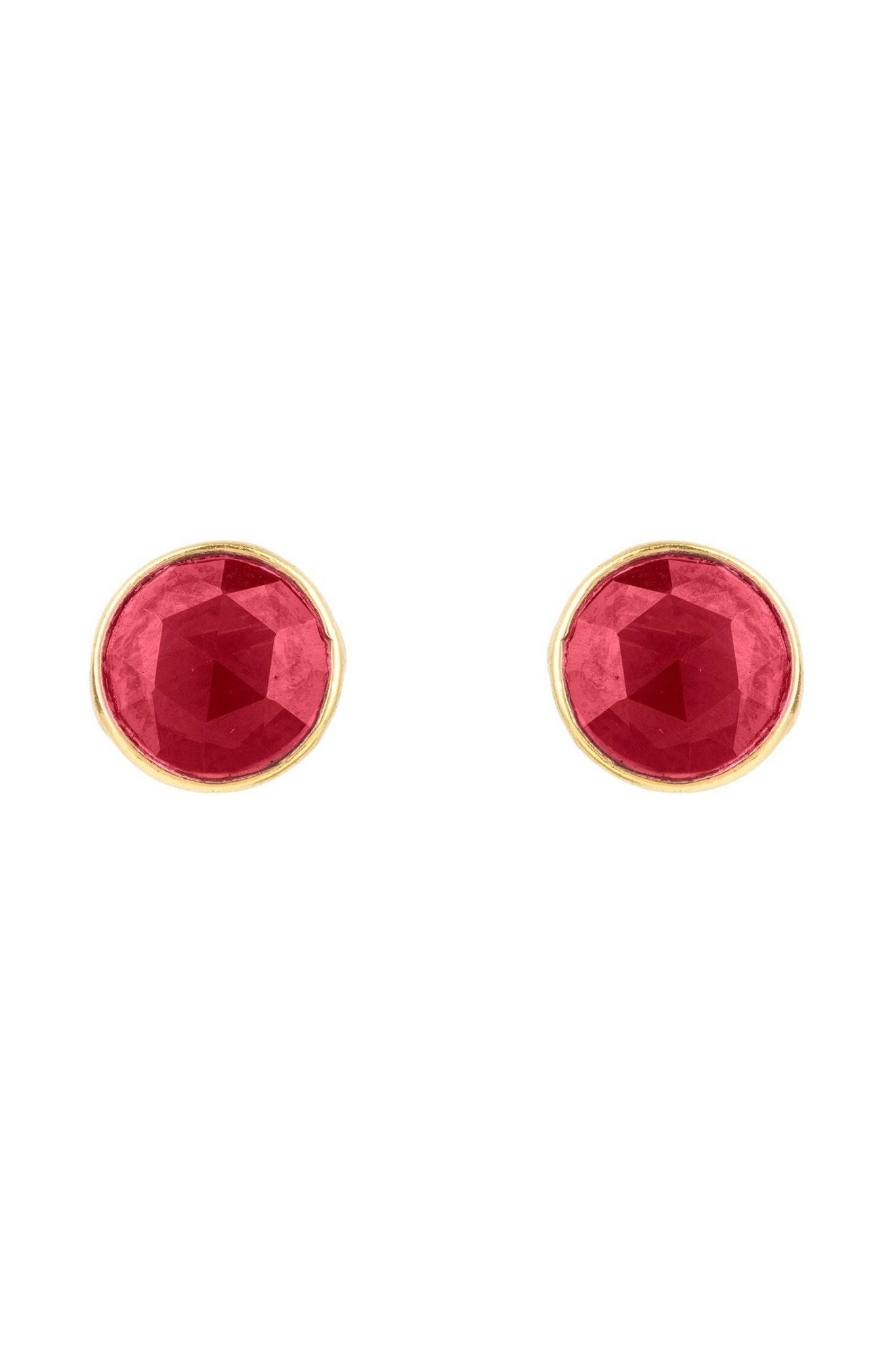 Medium Circle Gemstone Earrings Gold Garnet - LATELITA Earrings