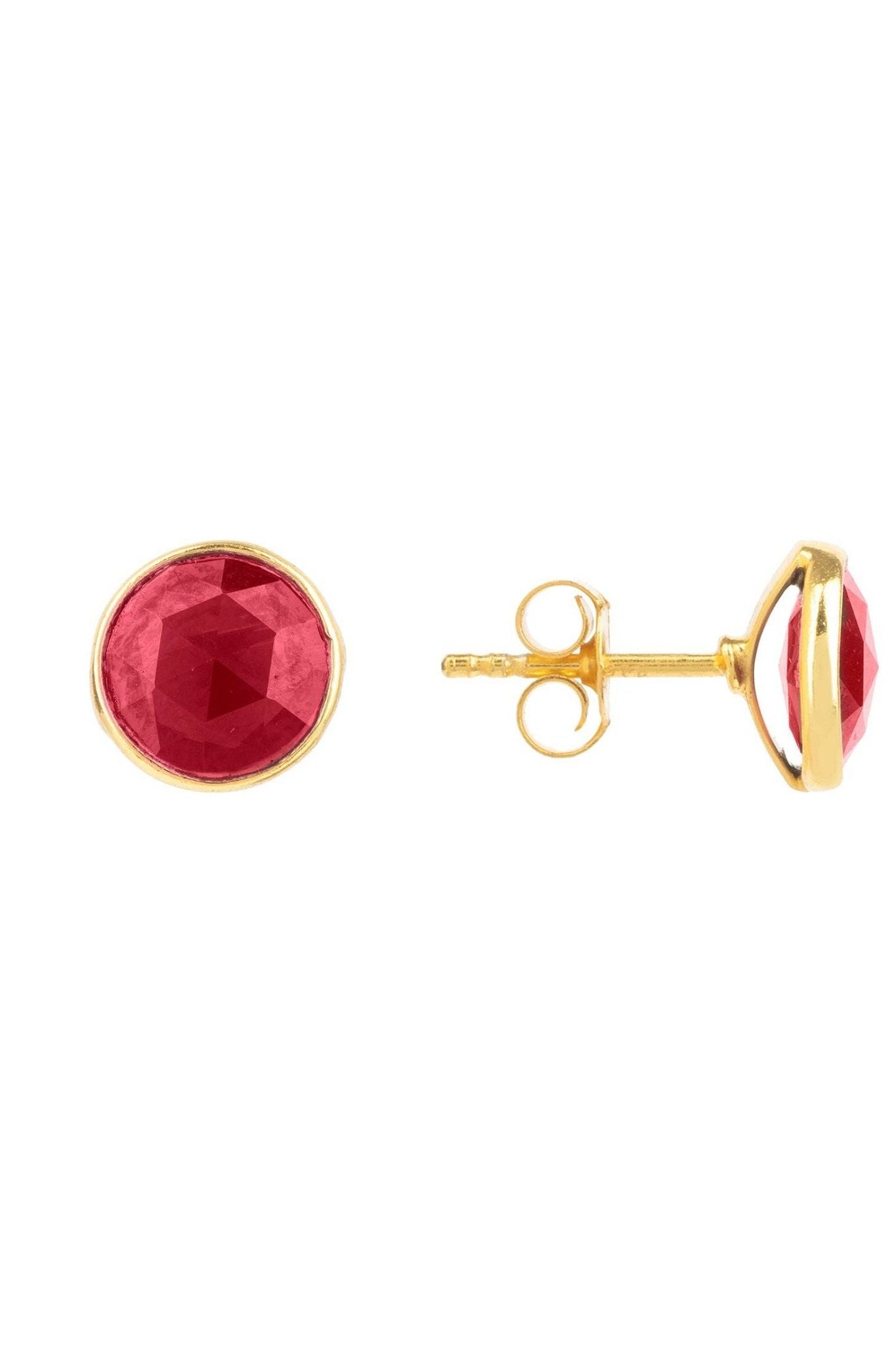 Medium Circle Gemstone Earrings Gold Garnet - LATELITA Earrings