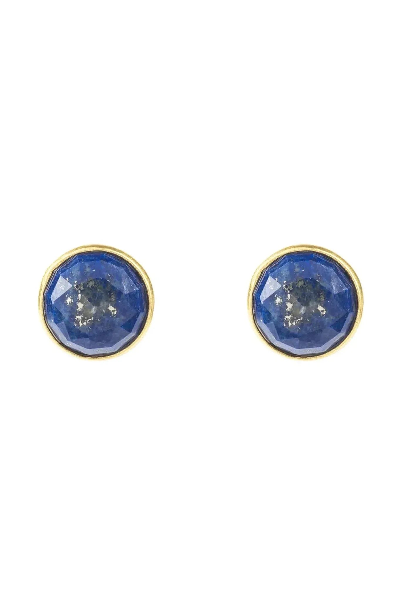 Medium Circle Gemstone Earrings Gold Lapis Lazuli - LATELITA Earrings