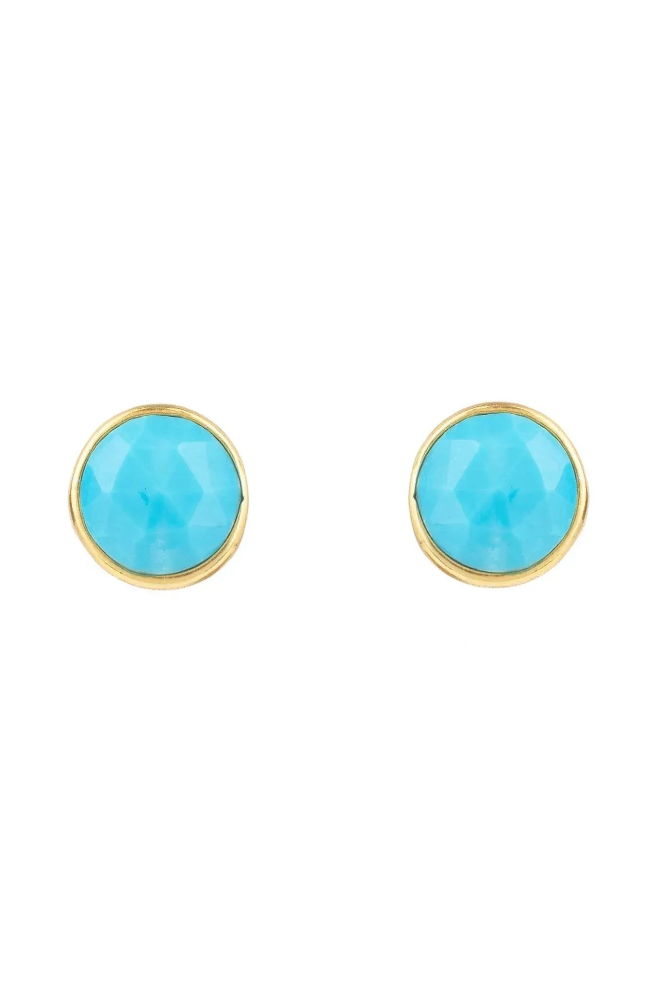 Medium Circle Gemstone Earrings Gold Turquoise - LATELITA Earrings