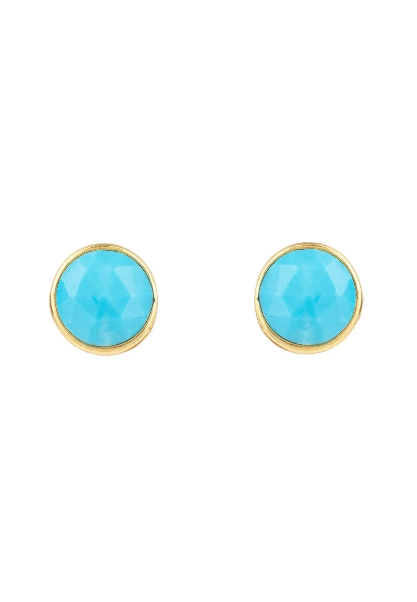 Medium Circle Gemstone Earrings Gold Turquoise - LATELITA Earrings