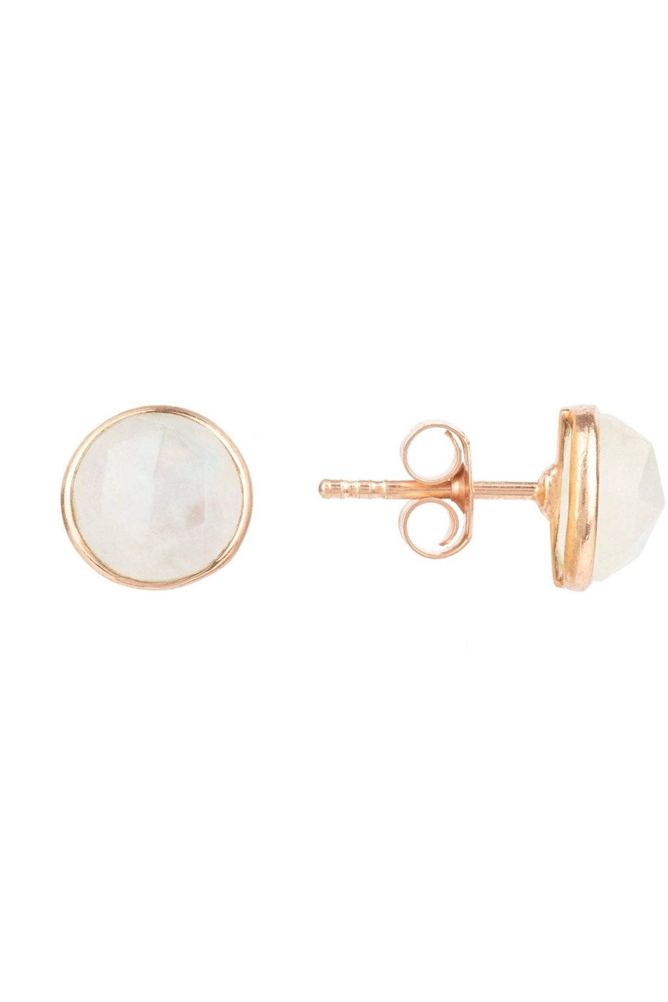 Medium Circle Gemstone Earrings Rosegold Moonstone - LATELITA Earrings