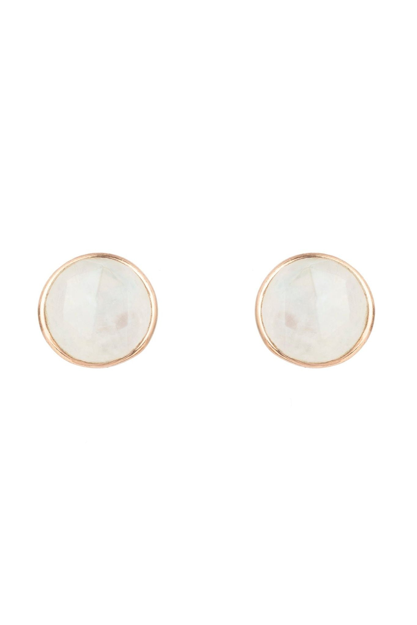 Medium Circle Gemstone Earrings Rosegold Moonstone - LATELITA Earrings