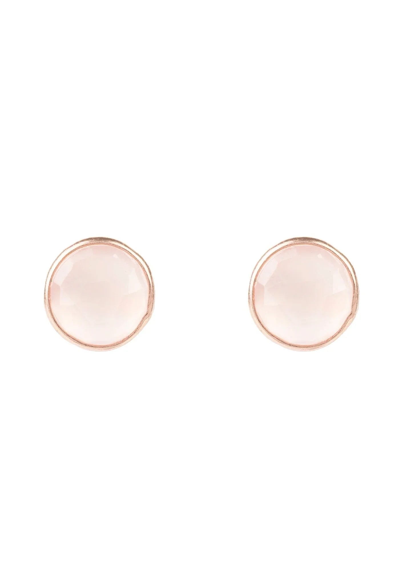 Medium Circle Gemstone Earrings Rosegold Rose Quartz - LATELITA Earrings