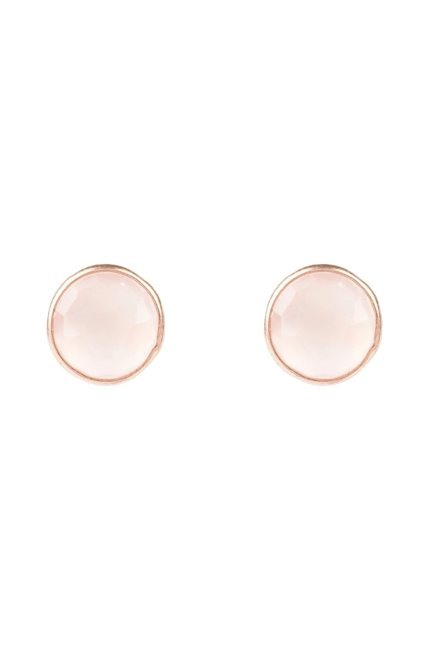 Medium Circle Gemstone Earrings Rosegold Rose Quartz - LATELITA Earrings