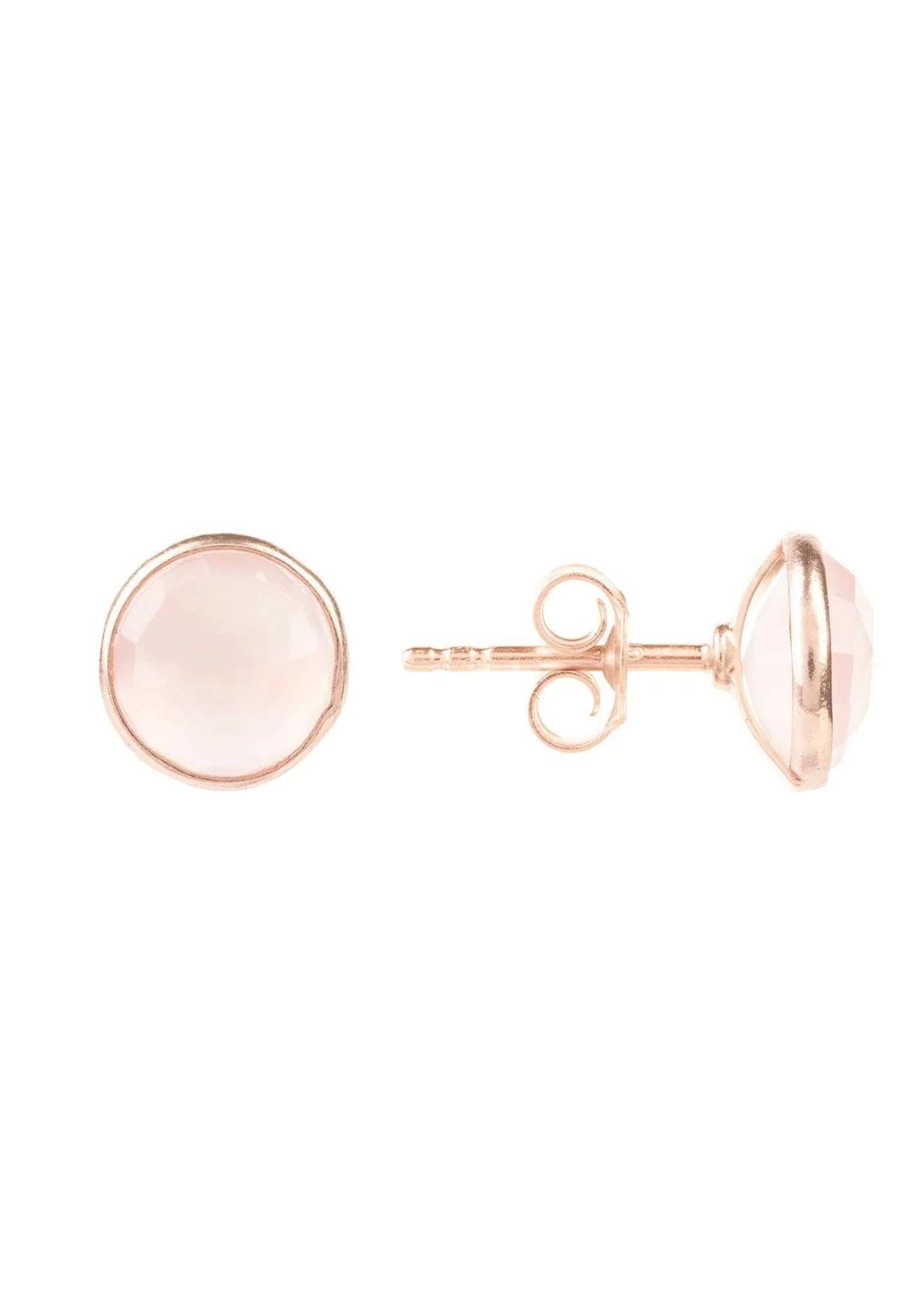 Medium Circle Gemstone Earrings Rosegold Rose Quartz - LATELITA Earrings