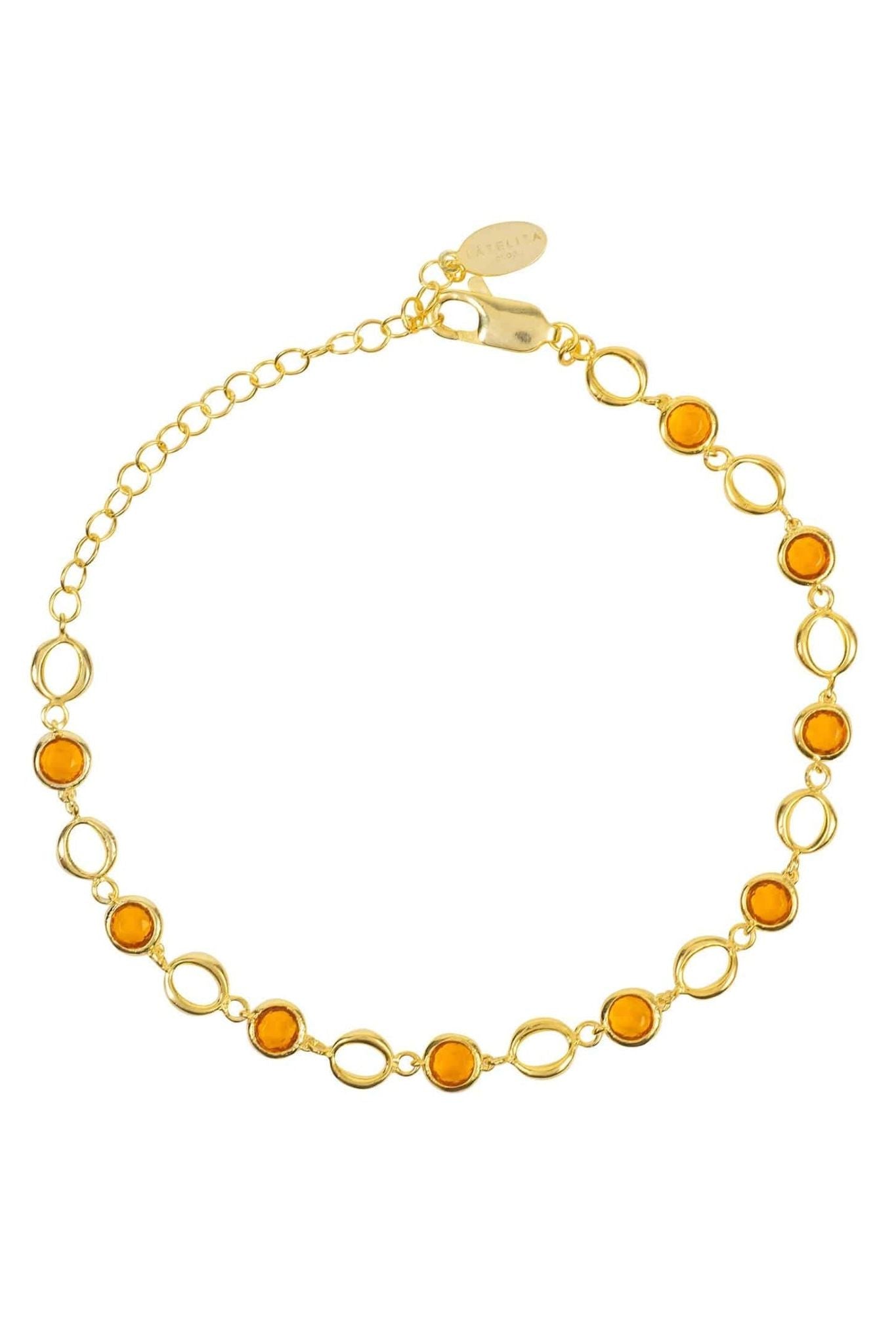 Milan Link Gemstone Bracelet Gold Citrine - LATELITA Bracelets