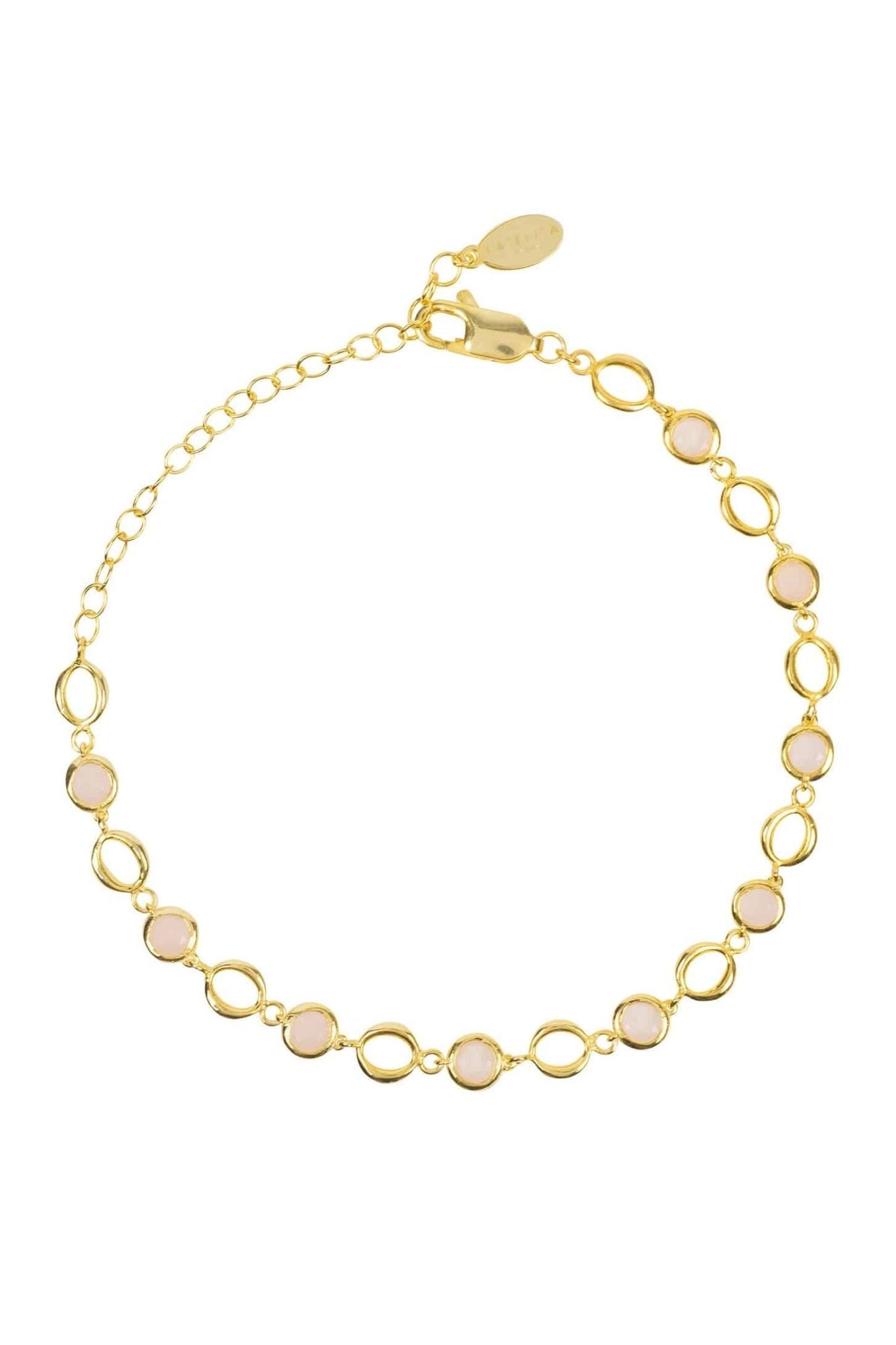Milan Link Gemstone Bracelet Gold Rose Quartz - LATELITA Bracelets