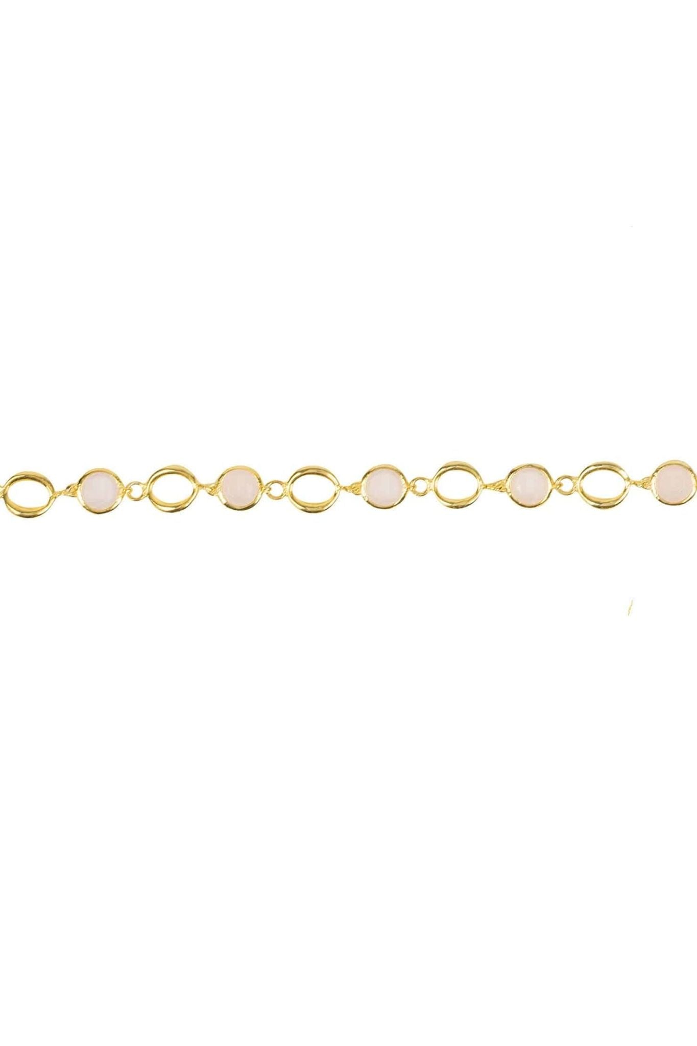 Milan Link Gemstone Bracelet Gold Rose Quartz - LATELITA Bracelets