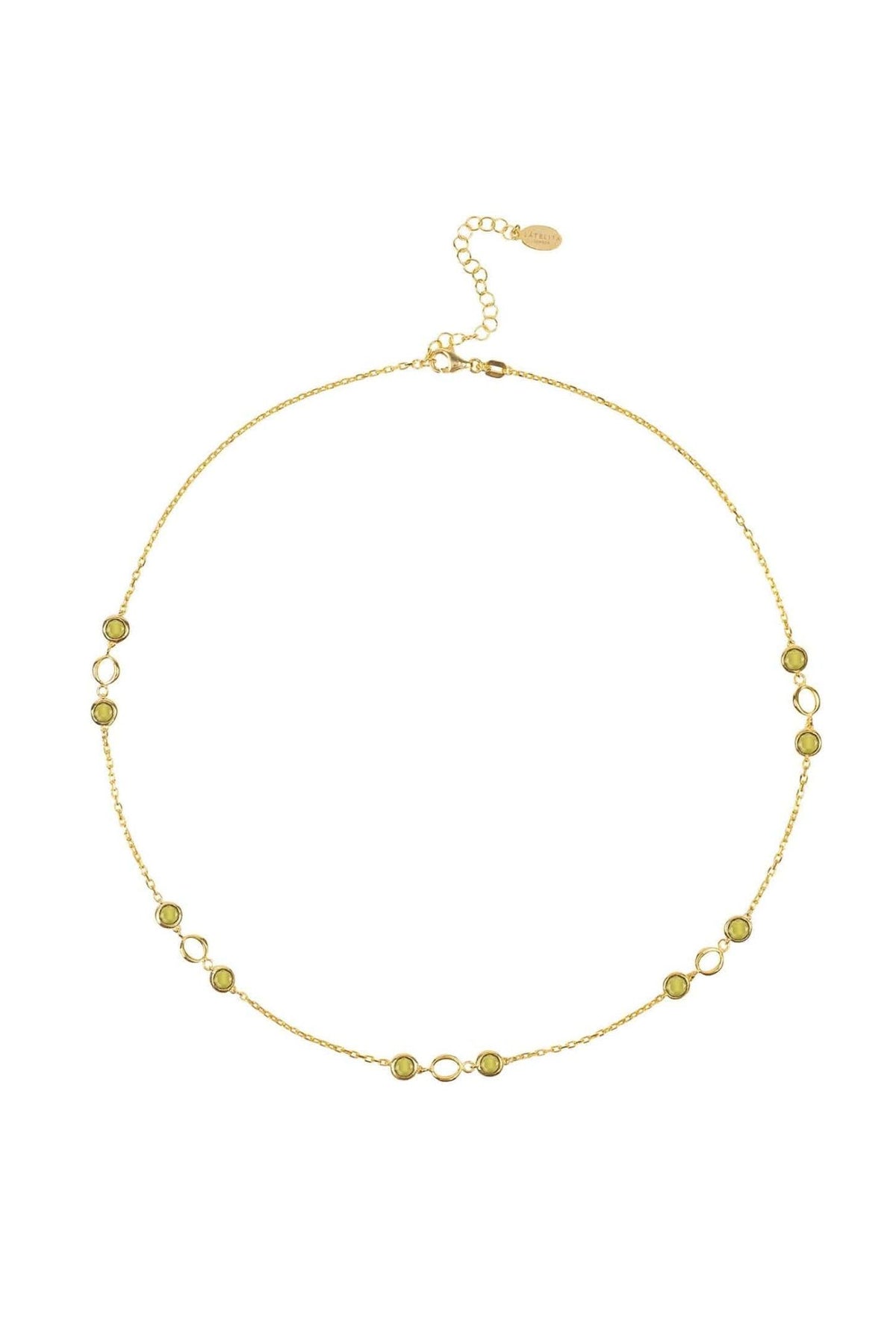 Milan Link Gemstone Necklace Gold Peridot - LATELITA Necklaces