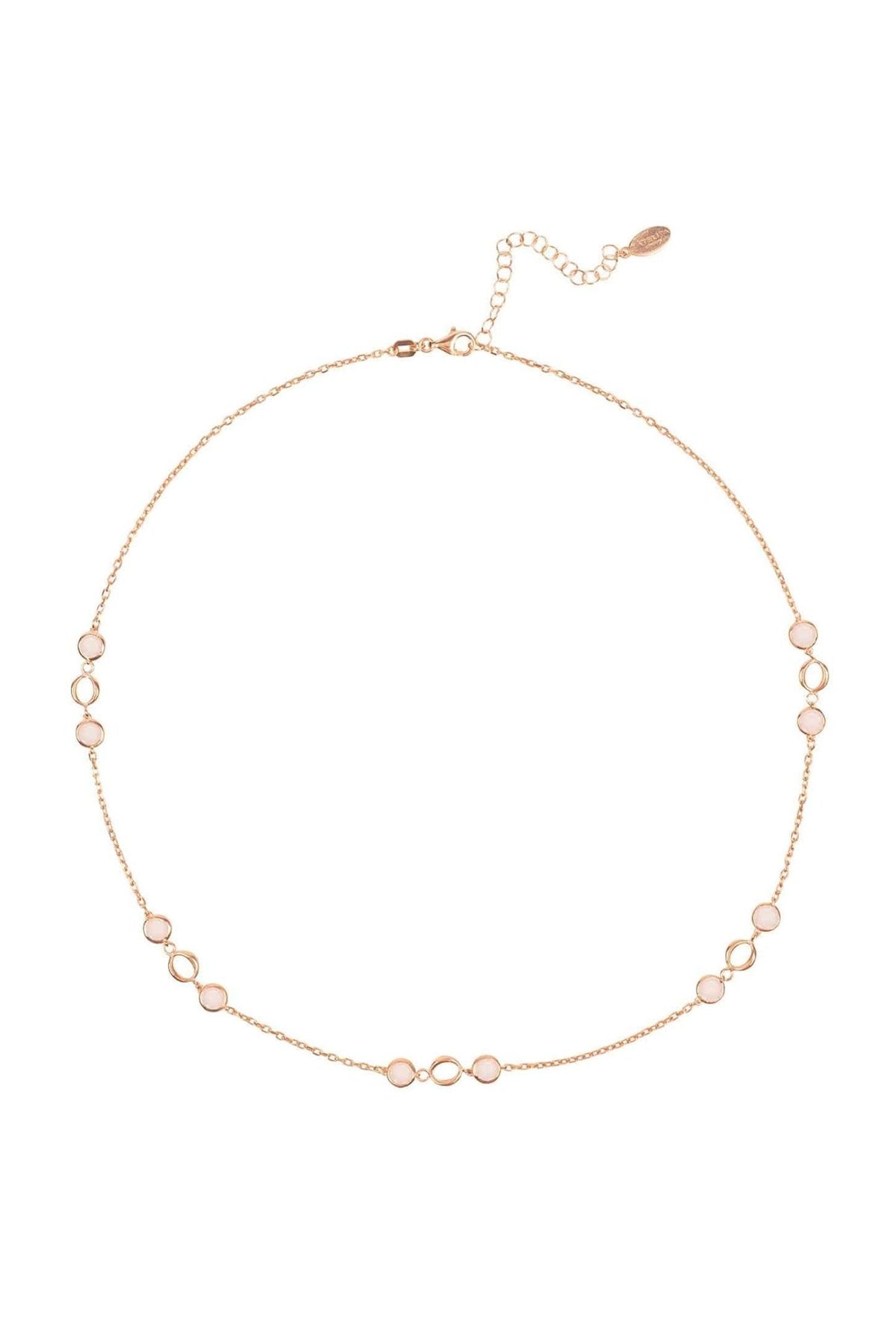 Milan Link Gemstone Necklace Rose Gold Rose Quartz - LATELITA Necklaces