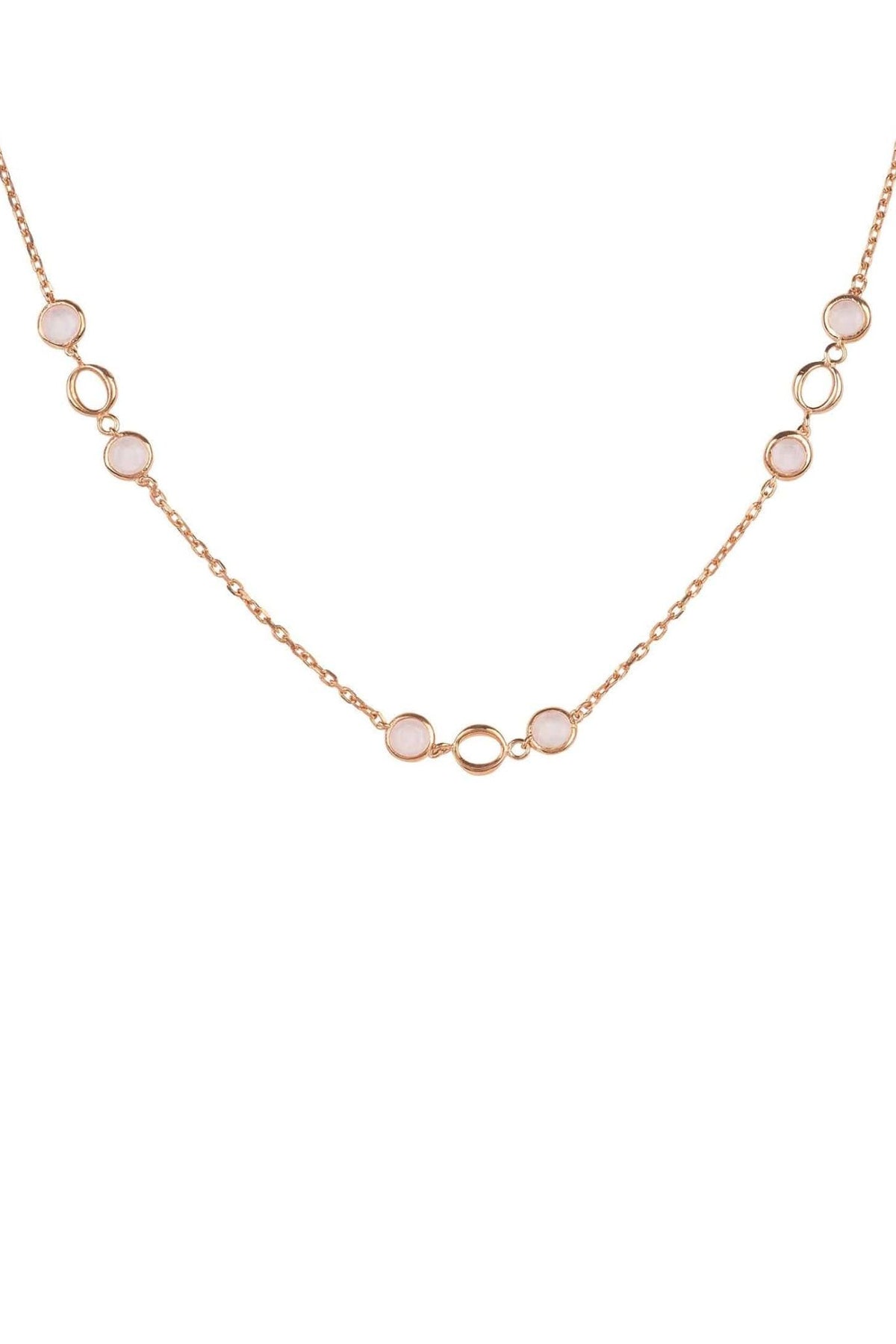 Milan Link Gemstone Necklace Rose Gold Rose Quartz - LATELITA Necklaces