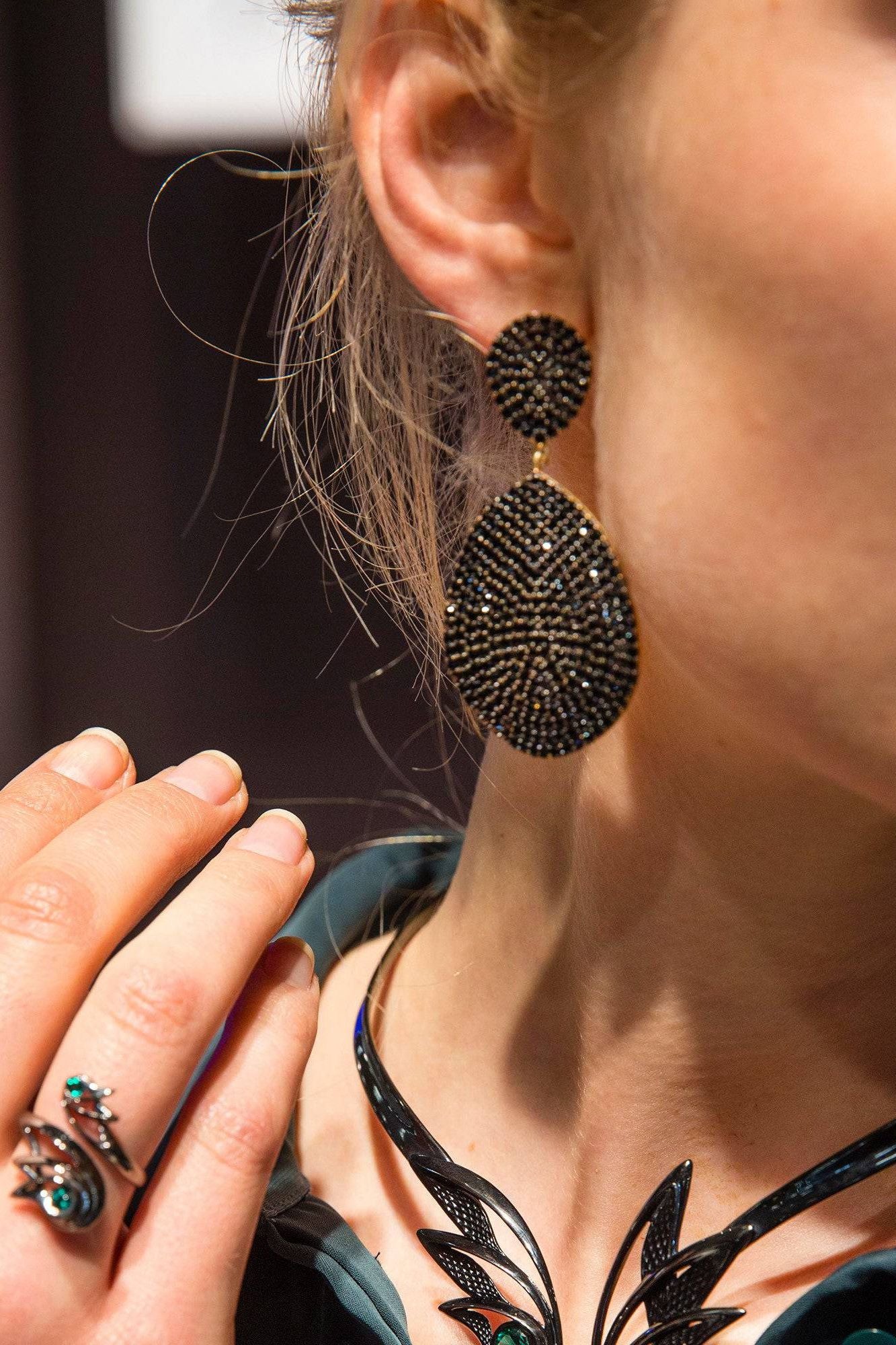 Monte Carlo Earrings Gold Black Zircon - LATELITA Earrings