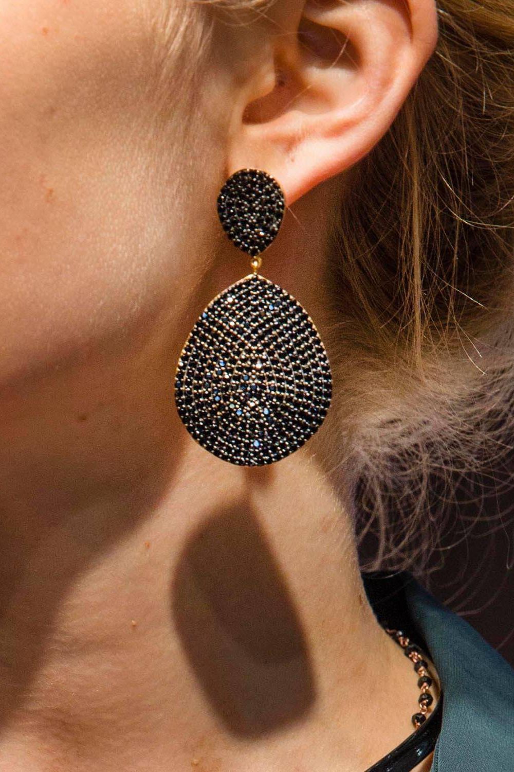 Monte Carlo Earrings Gold Black Zircon - LATELITA Earrings