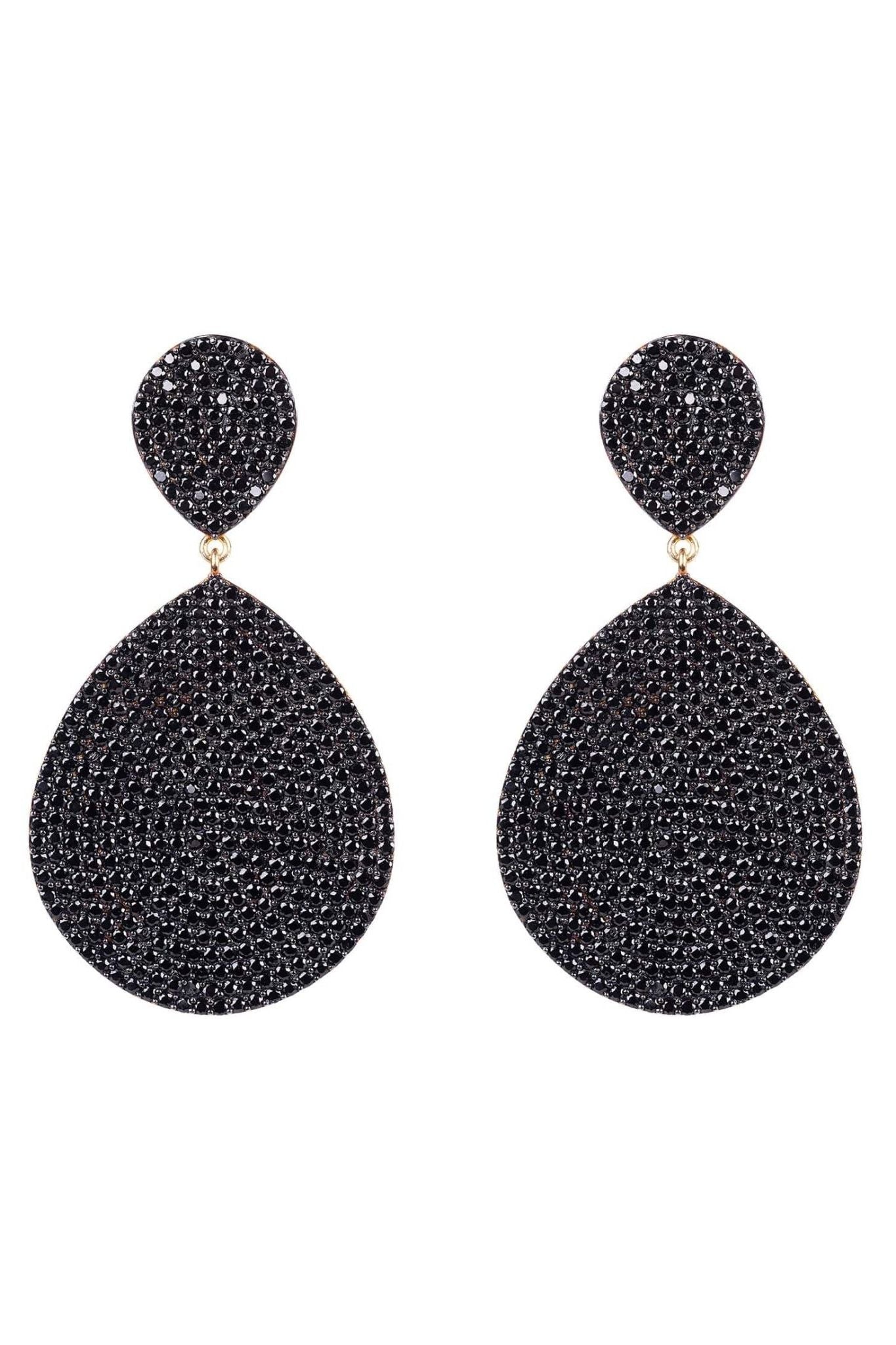 Monte Carlo Earrings Gold Black Zircon - LATELITA Earrings