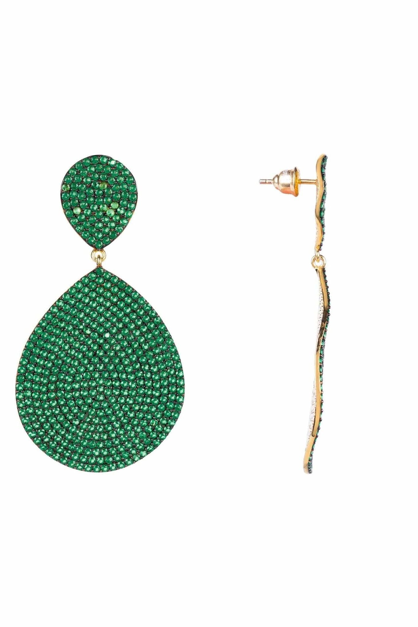 Monte Carlo Earrings Gold Emerald Zircon - LATELITA Earrings