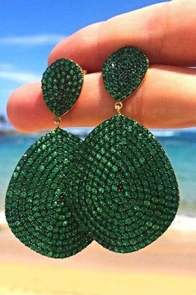 Monte Carlo Earrings Gold Emerald Zircon - LATELITA Earrings