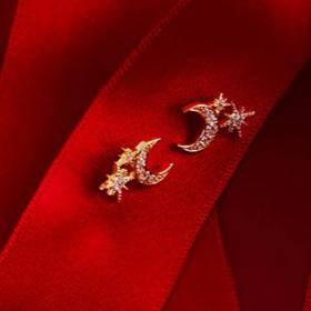 Moon And Starburst Mini Earrings Silver - LATELITA Earrings