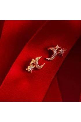 Moon And Starburst Mini Earrings Silver - LATELITA Earrings