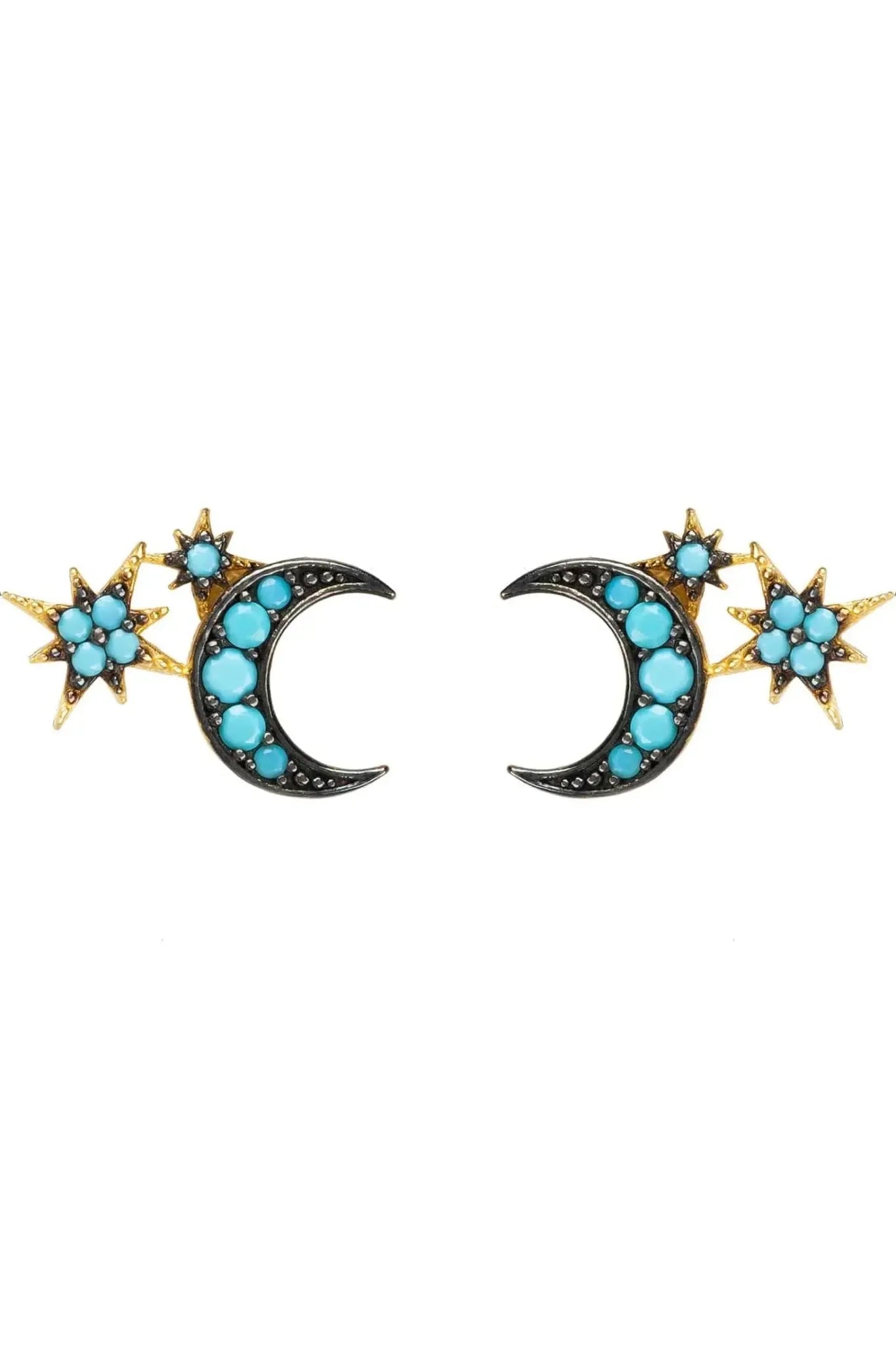Moon And Starburst Mini Earrings Turquoise - LATELITA Earrings