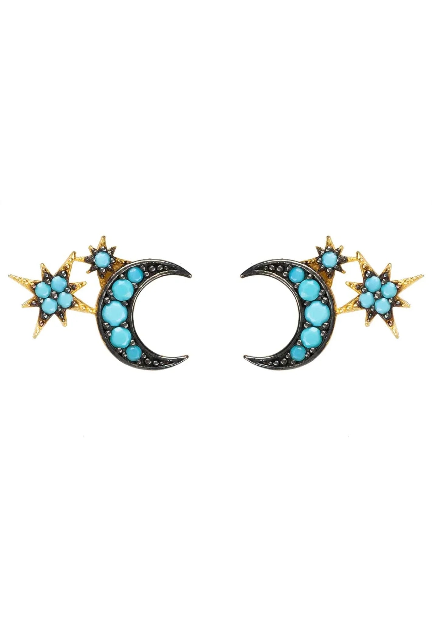 Moon And Starburst Mini Earrings Turquoise - LATELITA Earrings