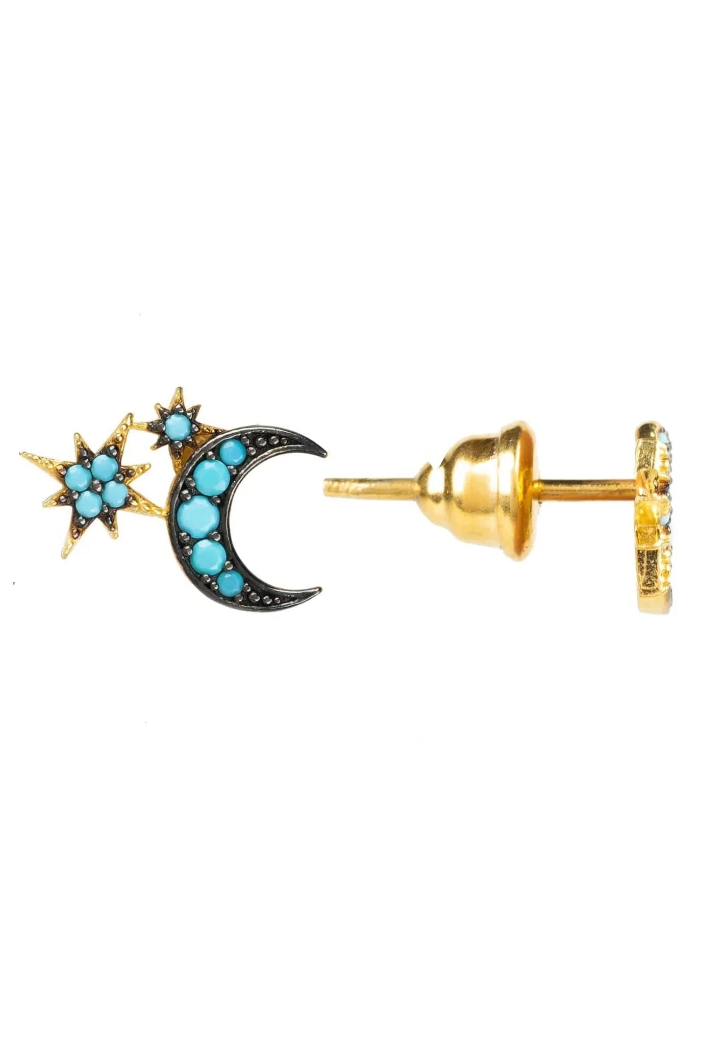 Moon And Starburst Mini Earrings Turquoise - LATELITA Earrings