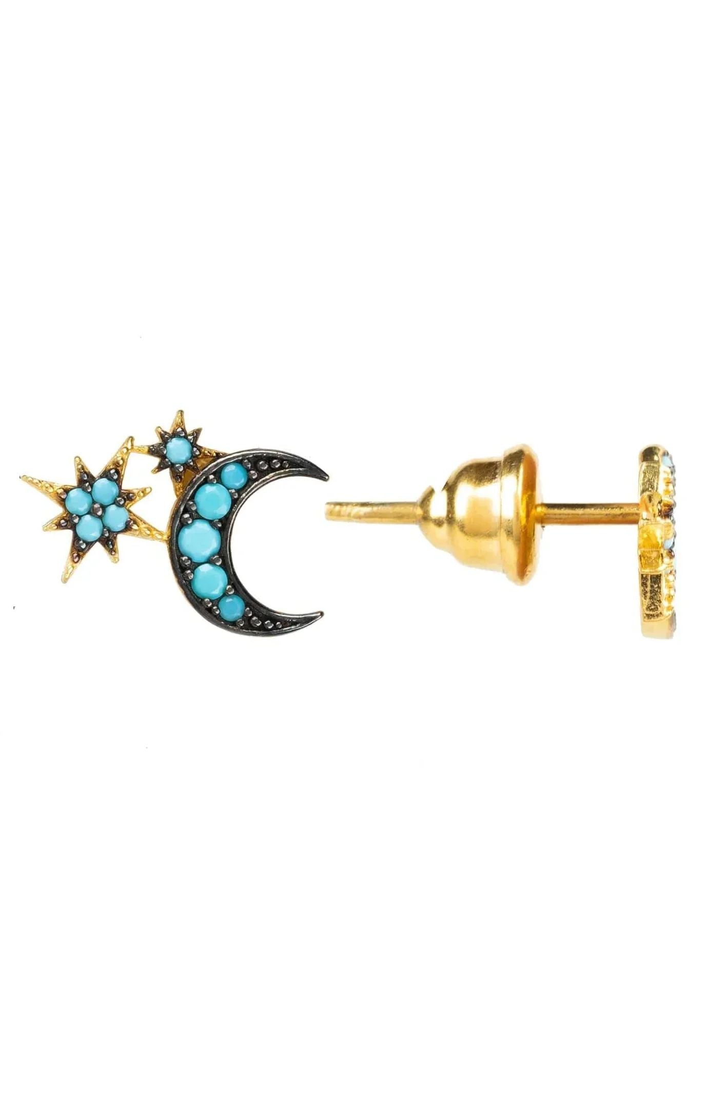 Moon And Starburst Mini Earrings Turquoise - LATELITA Earrings