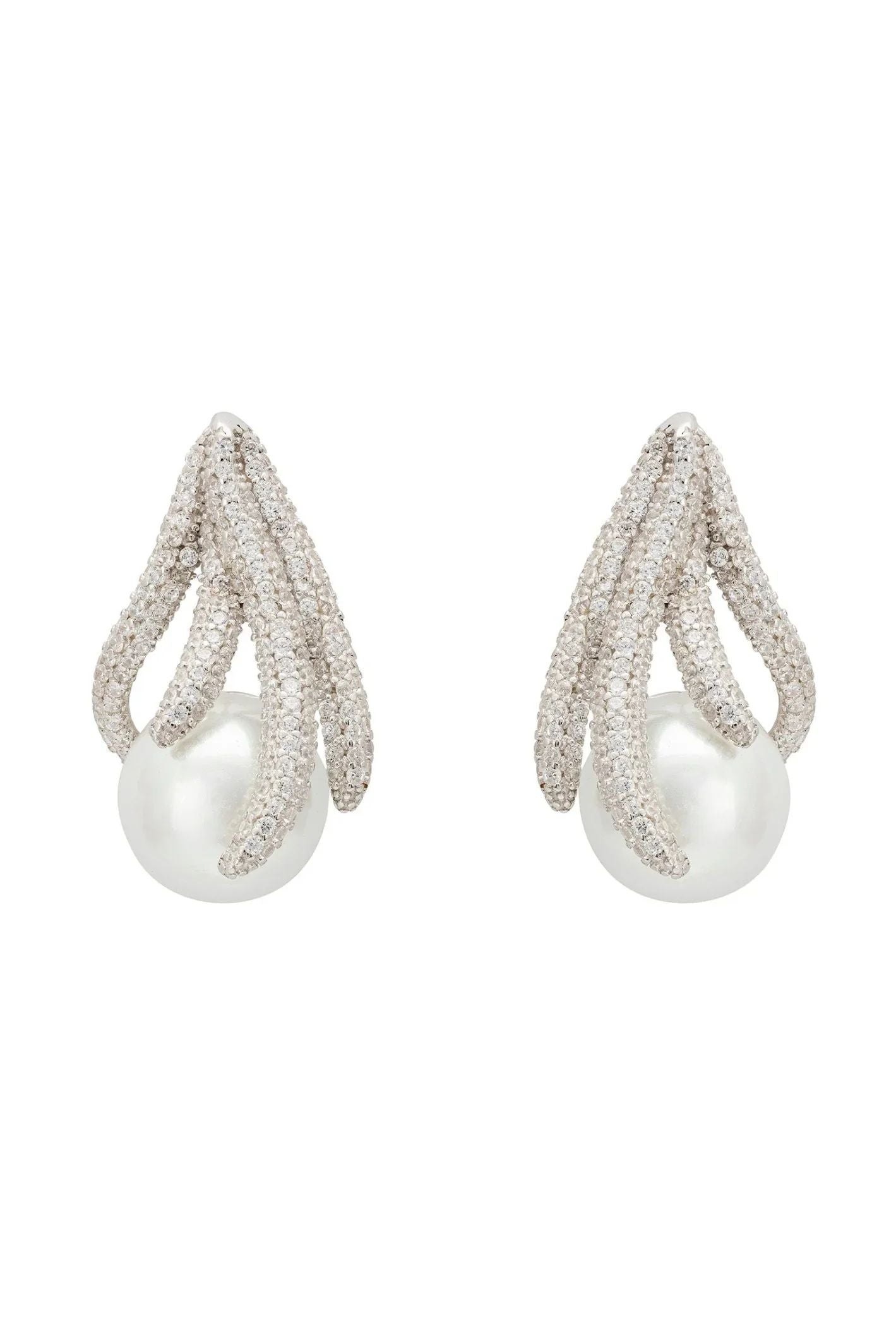 Moonlit Embrace Pearl Earrings Silver - LATELITA Earrings