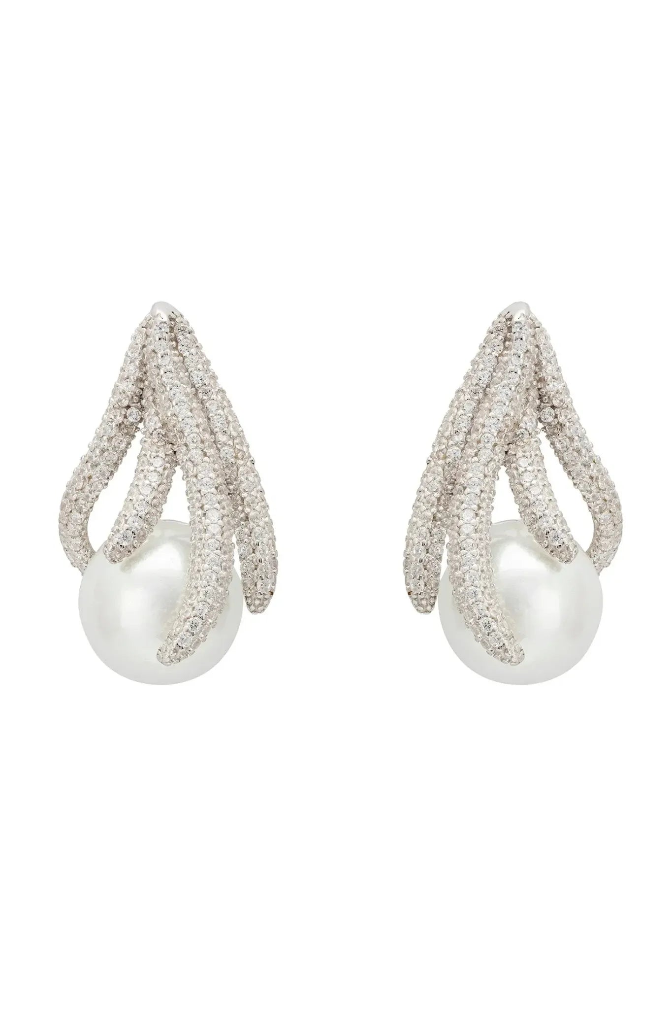 Moonlit Embrace Pearl Earrings Silver - LATELITA Earrings