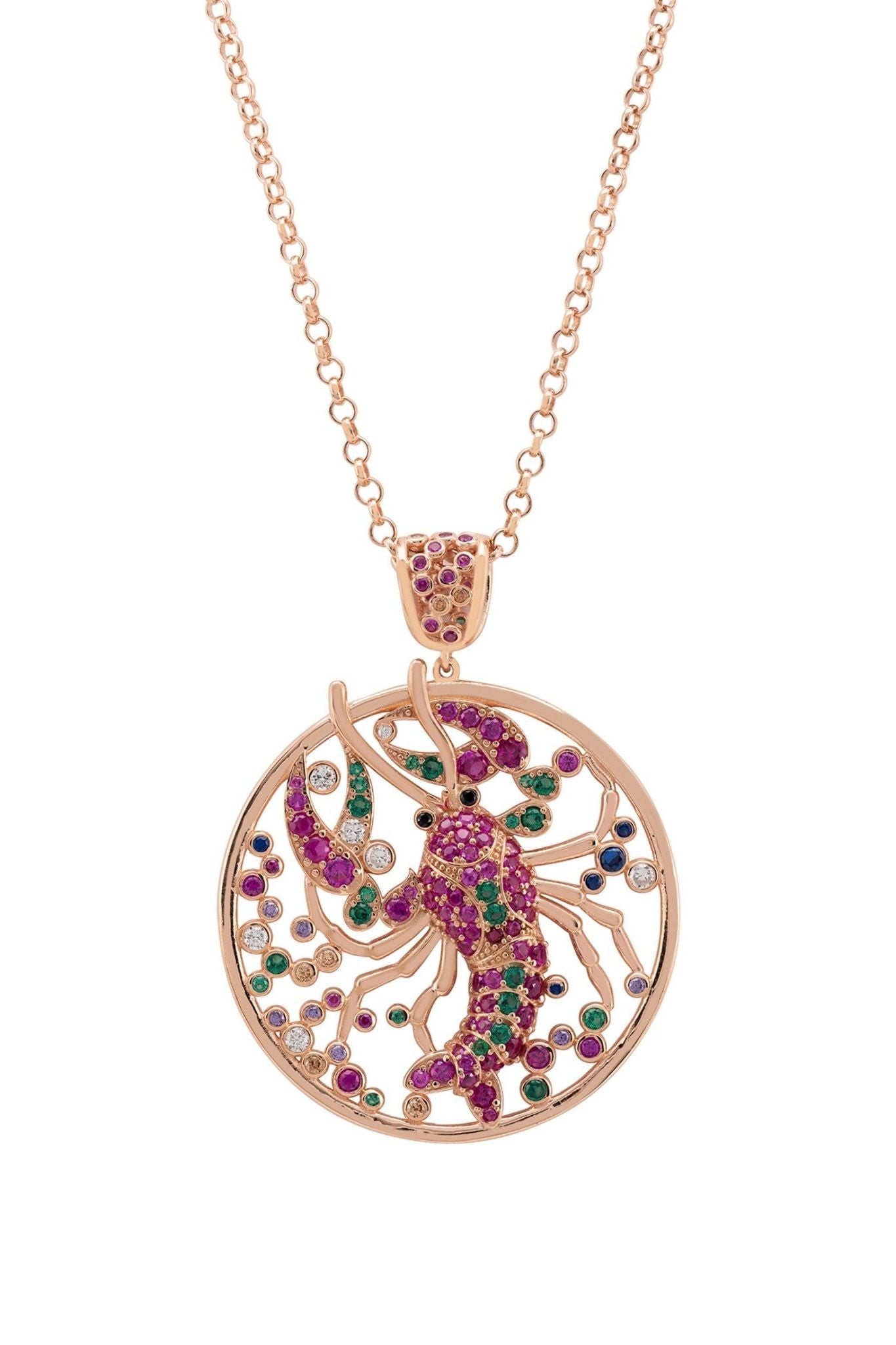 My Lobster Pendant Necklace Rosegold Pink - LATELITA Necklaces