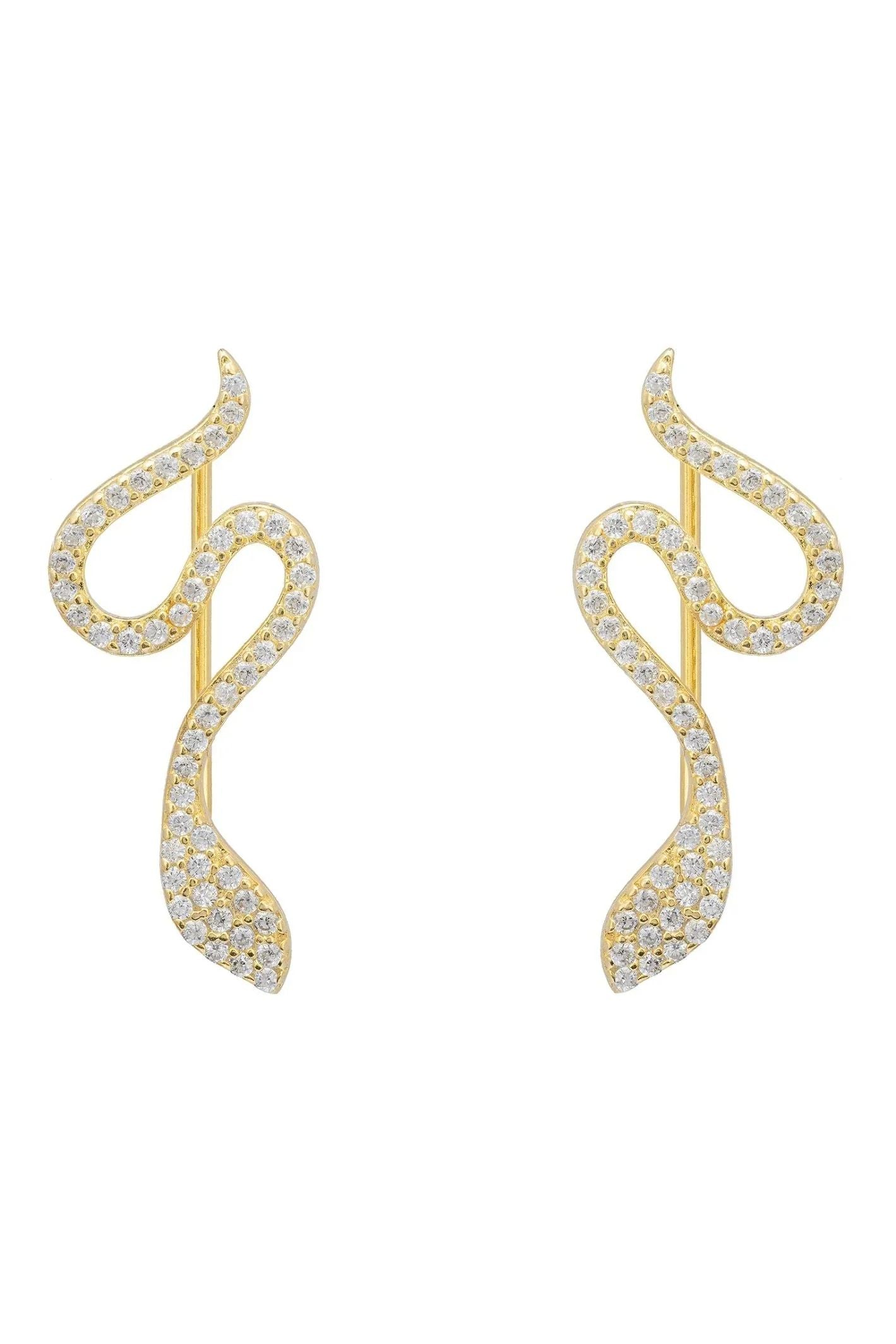 Nagini Snake Ear Climbers Gold - LATELITA Earrings