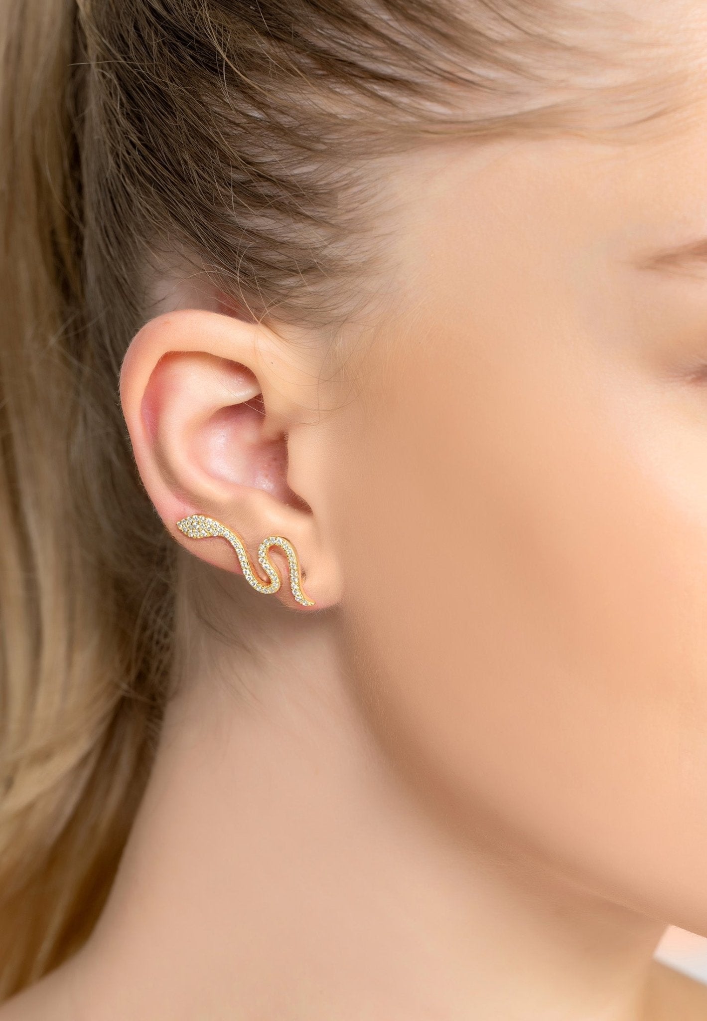 Nagini Snake Ear Climbers Gold - LATELITA Earrings
