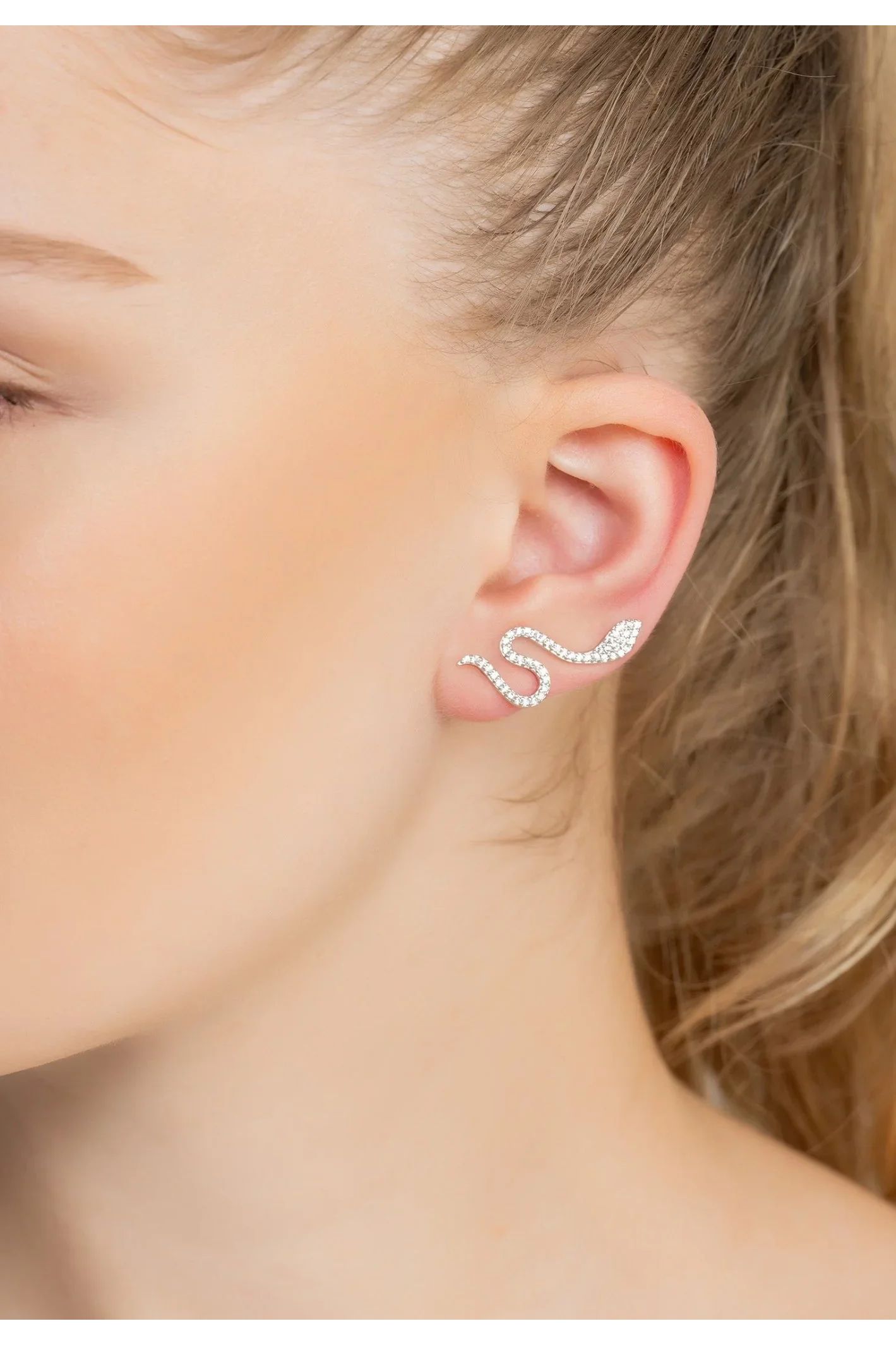 Nagini Snake Ear Climbers Silver - LATELITA Earrings