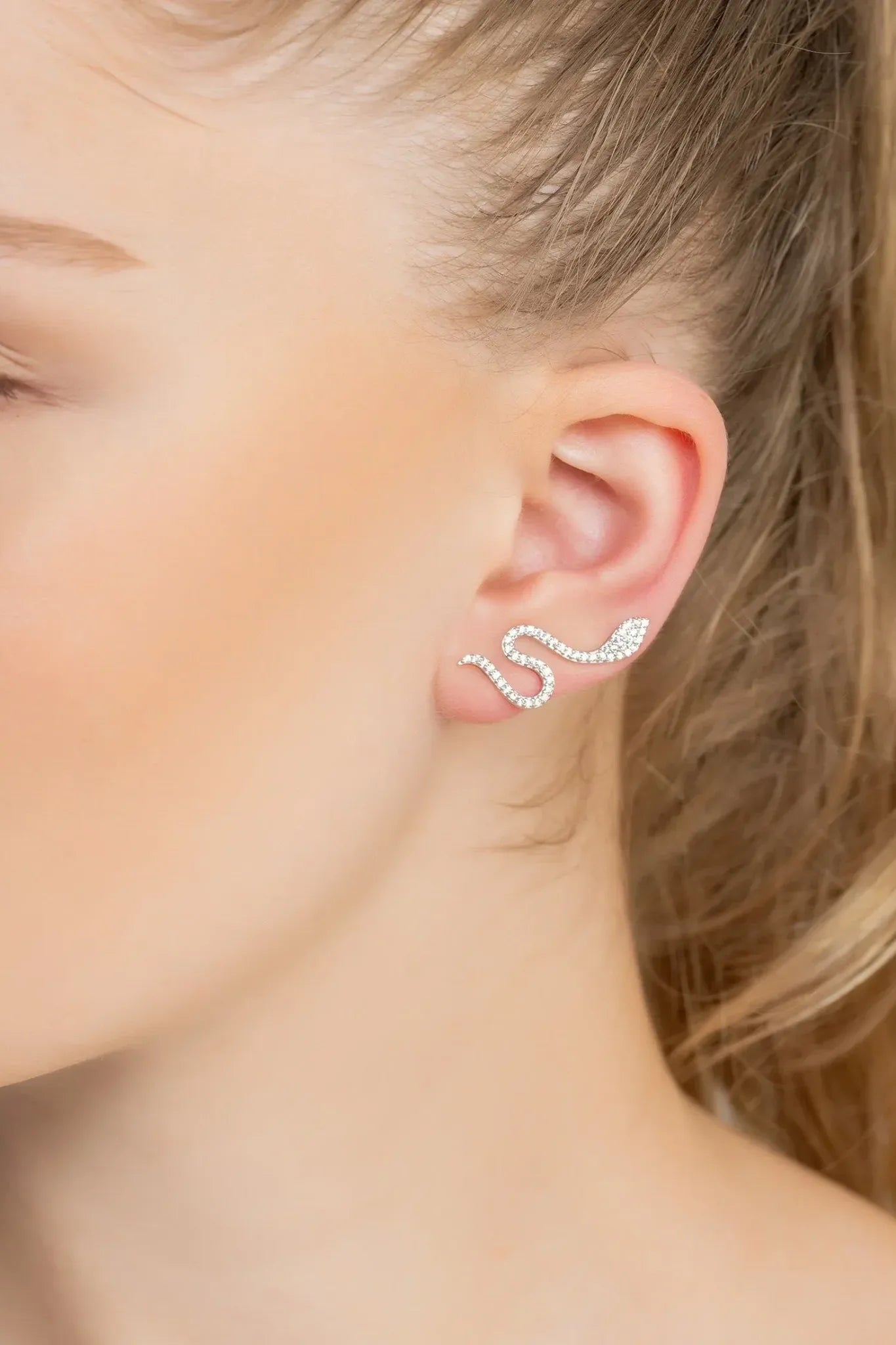 Nagini Snake Ear Climbers Silver - LATELITA Earrings