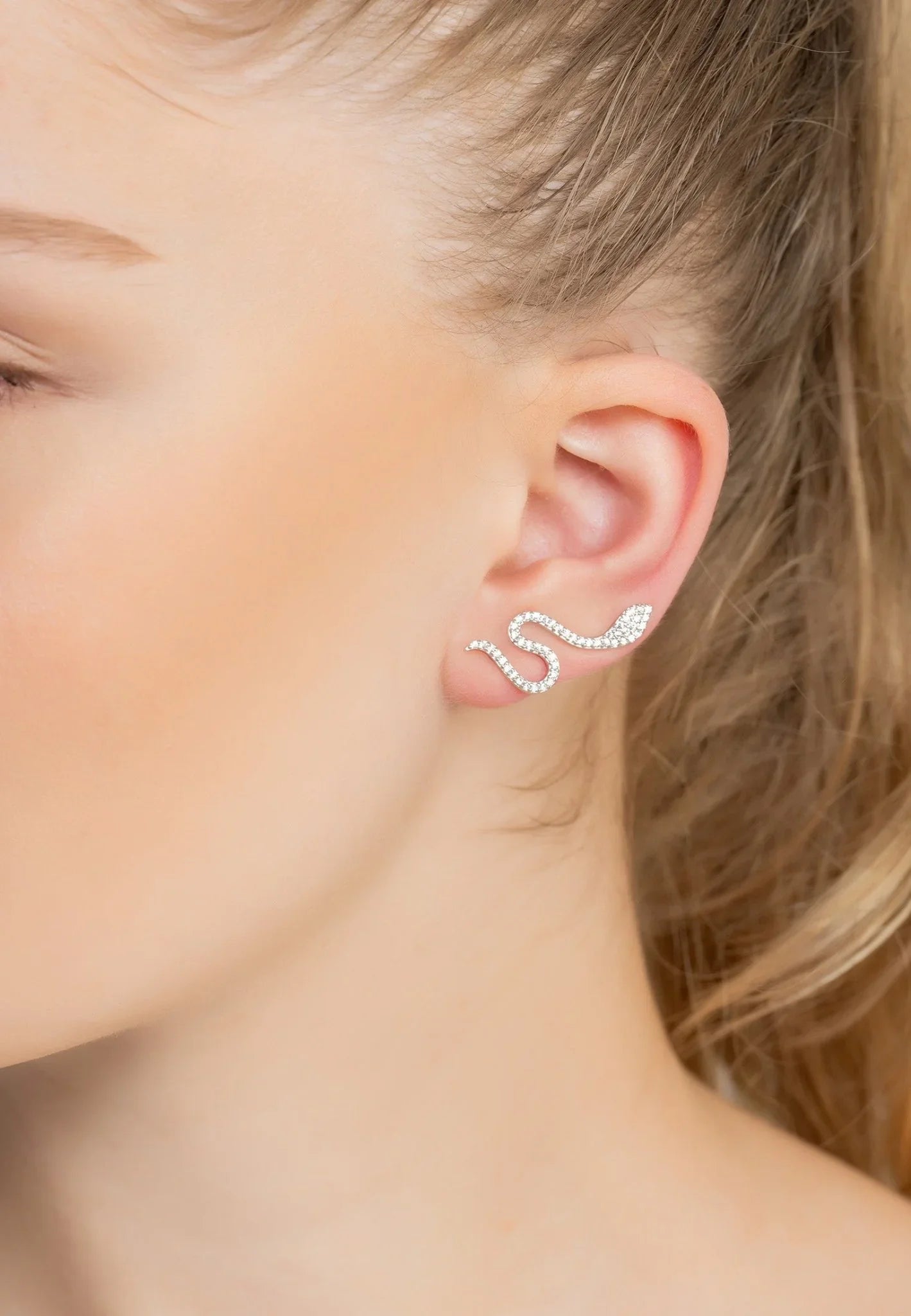 Nagini Snake Ear Climbers Silver - LATELITA Earrings