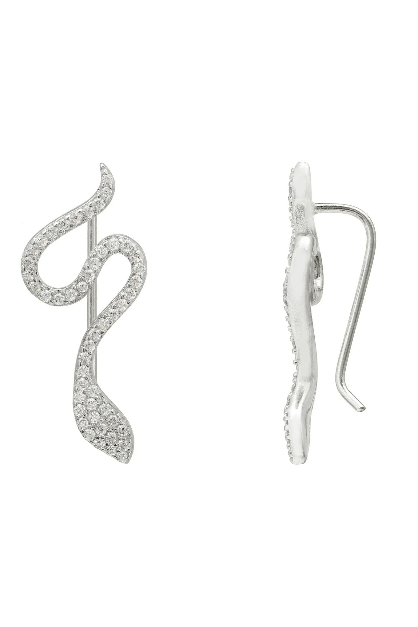 Nagini Snake Ear Climbers Silver - LATELITA Earrings