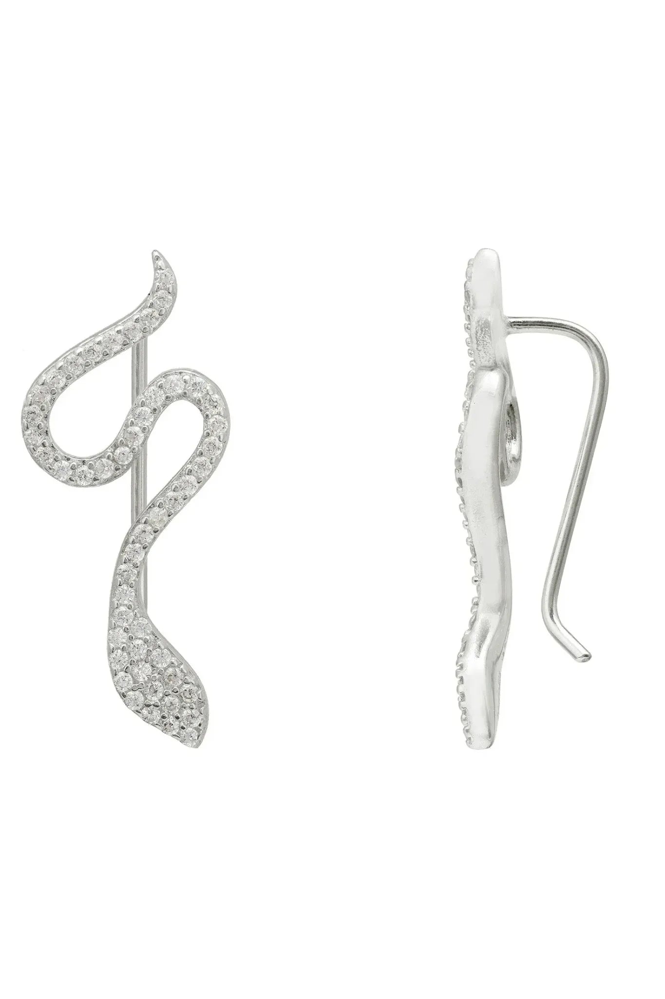 Nagini Snake Ear Climbers Silver - LATELITA Earrings