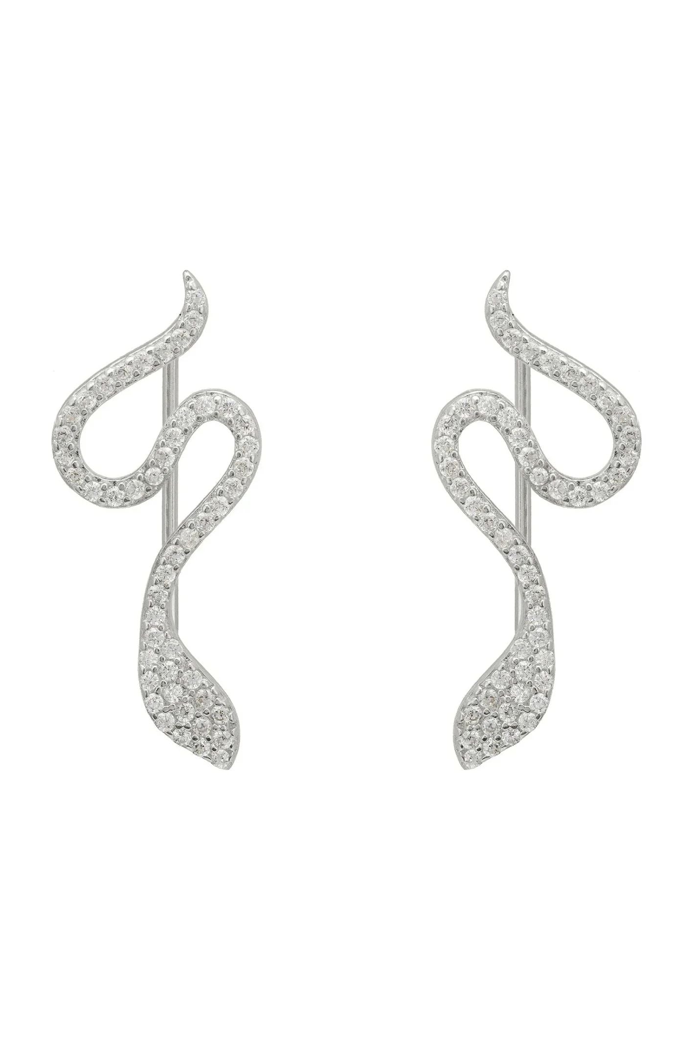 Nagini Snake Ear Climbers Silver - LATELITA Earrings